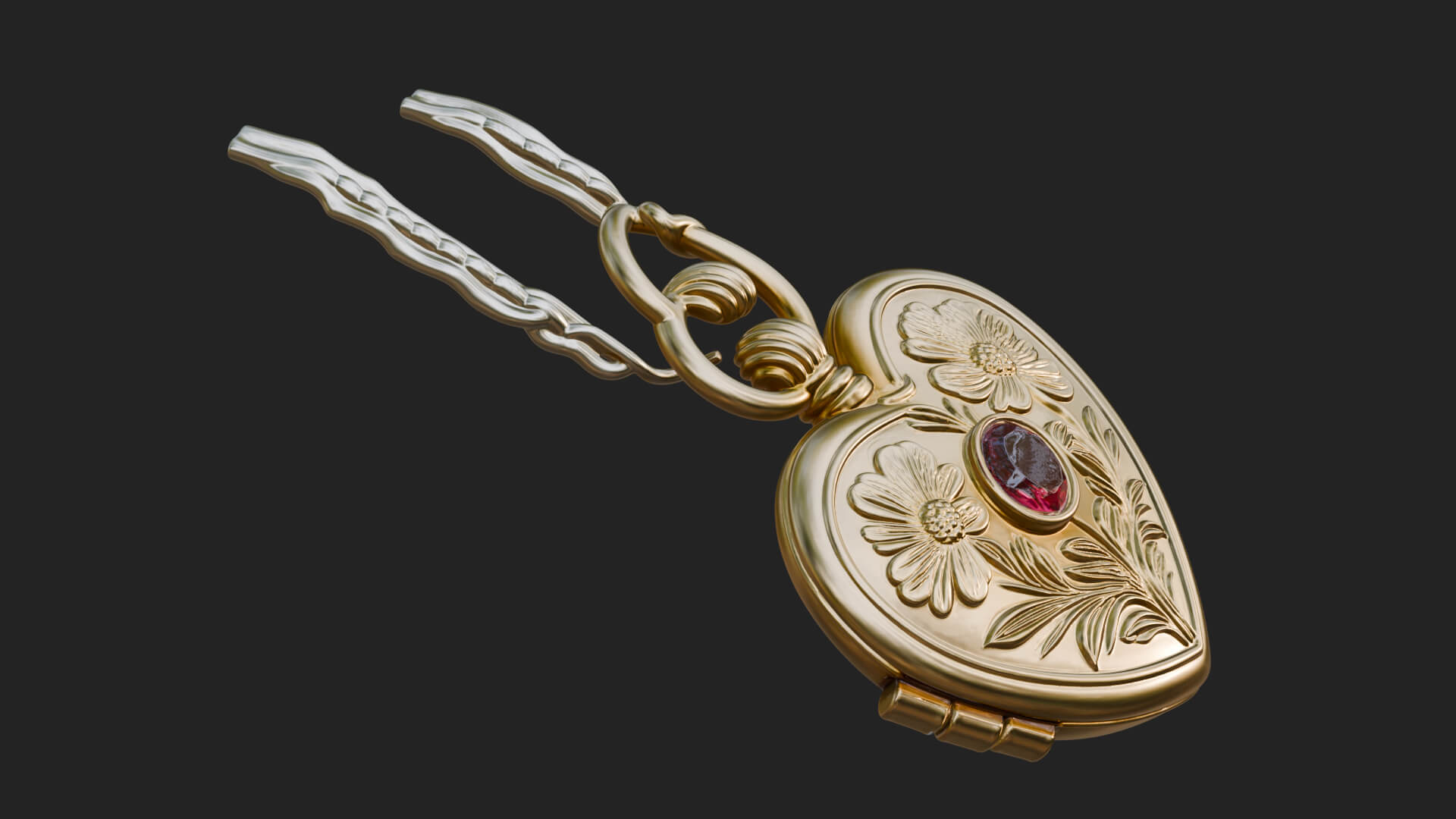 Floral Carved Locket Pendant Design 4 3D Print Model 3D Model