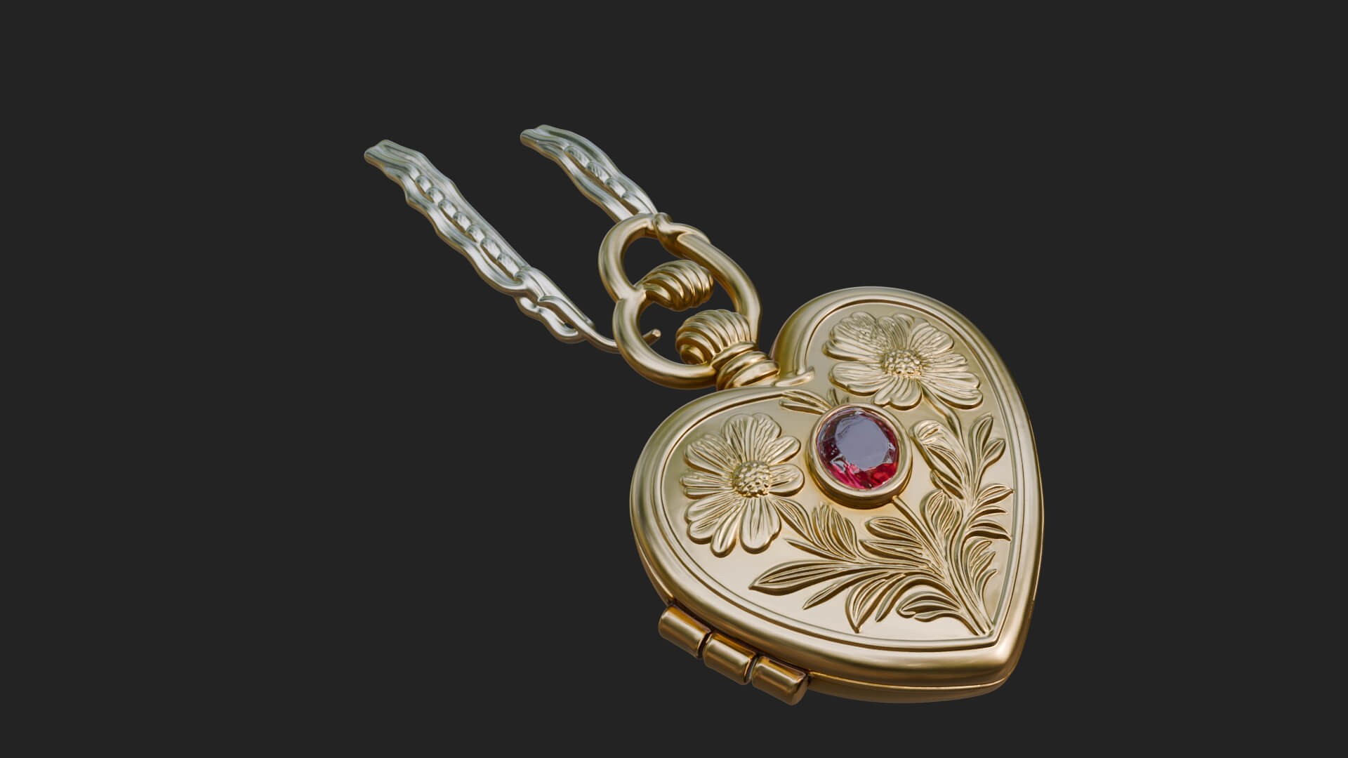 Floral Carved Locket Pendant Design 4 3D Print Model 3D Model