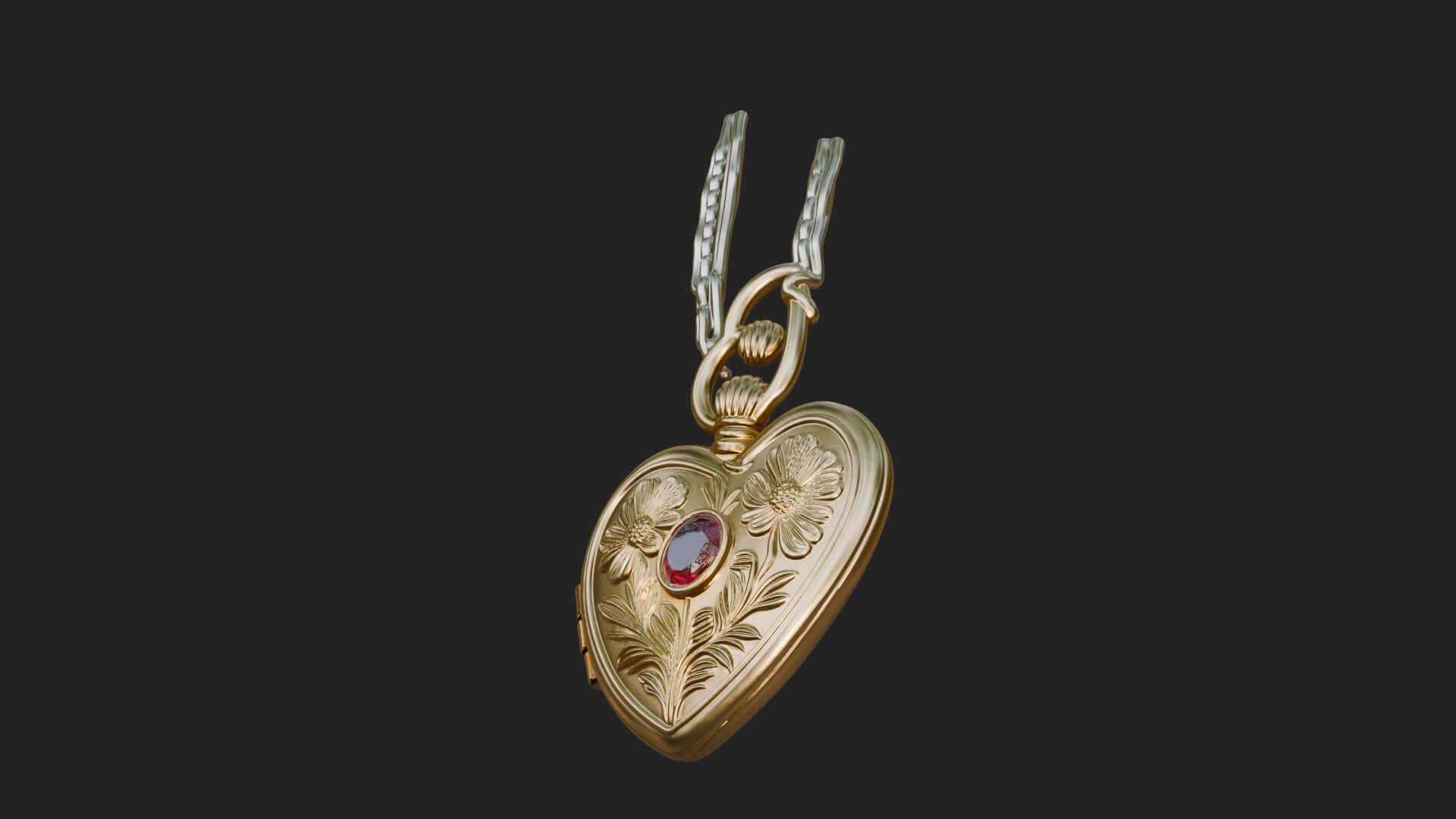 Floral Carved Locket Pendant Design 4 3D Print Model 3D Model