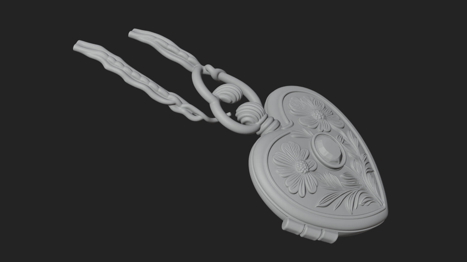 Floral Carved Locket Pendant Design 4 3D Print Model 3D Model