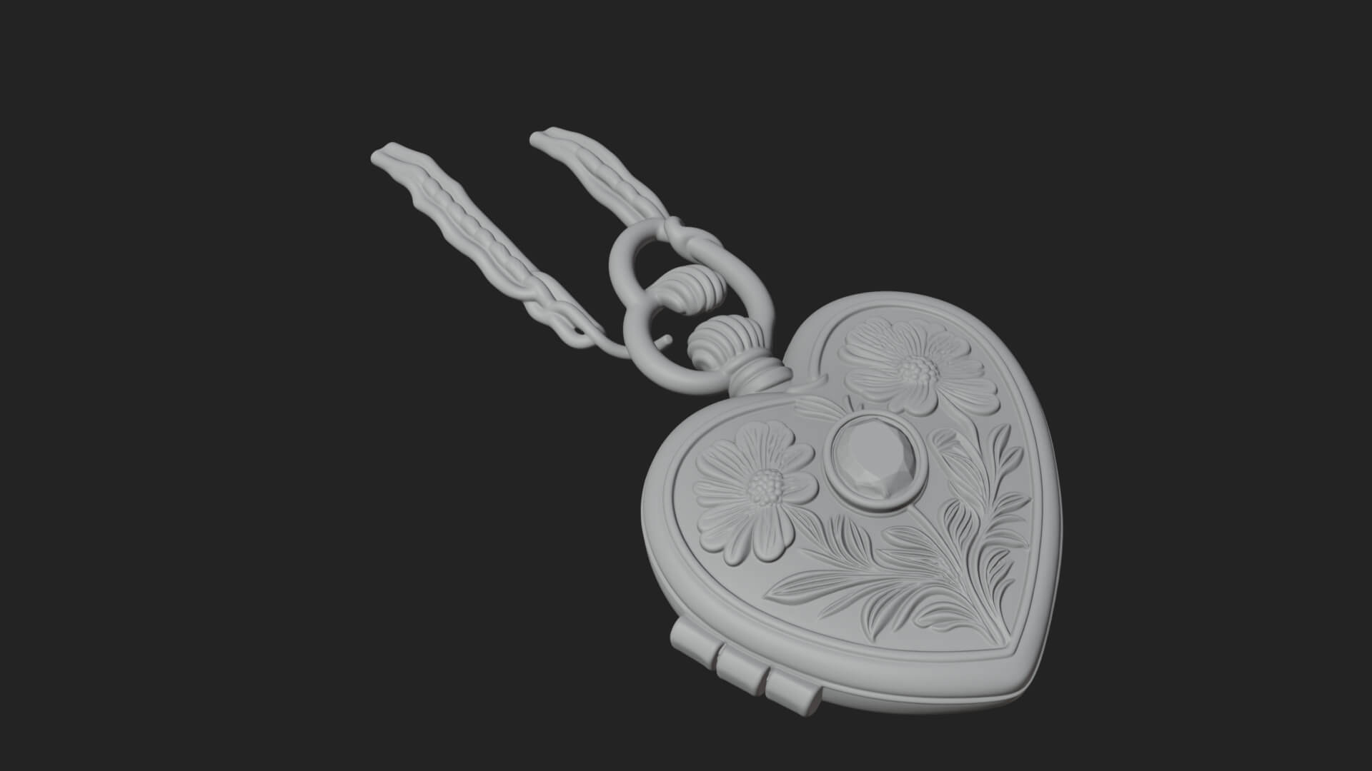 Floral Carved Locket Pendant Design 4 3D Print Model 3D Model
