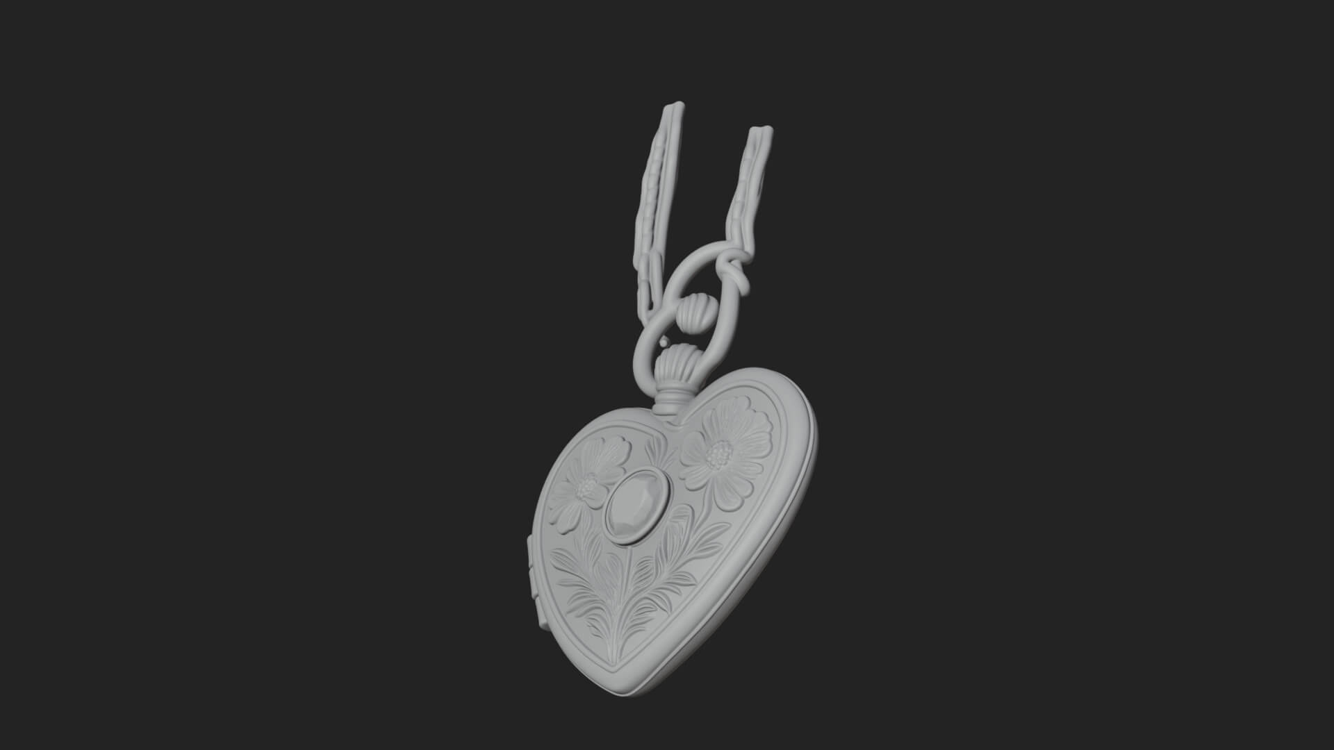 Floral Carved Locket Pendant Design 4 3D Print Model 3D Model