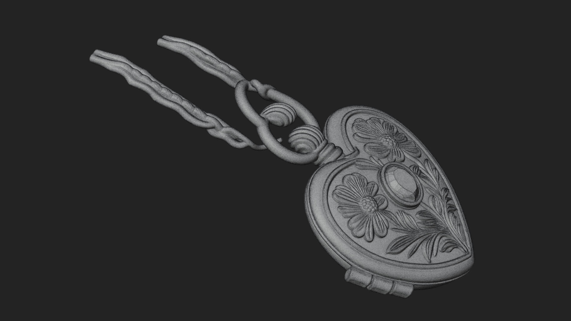 Floral Carved Locket Pendant Design 4 3D Print Model 3D Model