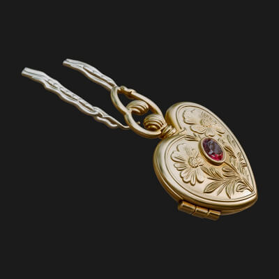 Floral Carved Locket Pendant Design 4 3D Print Model