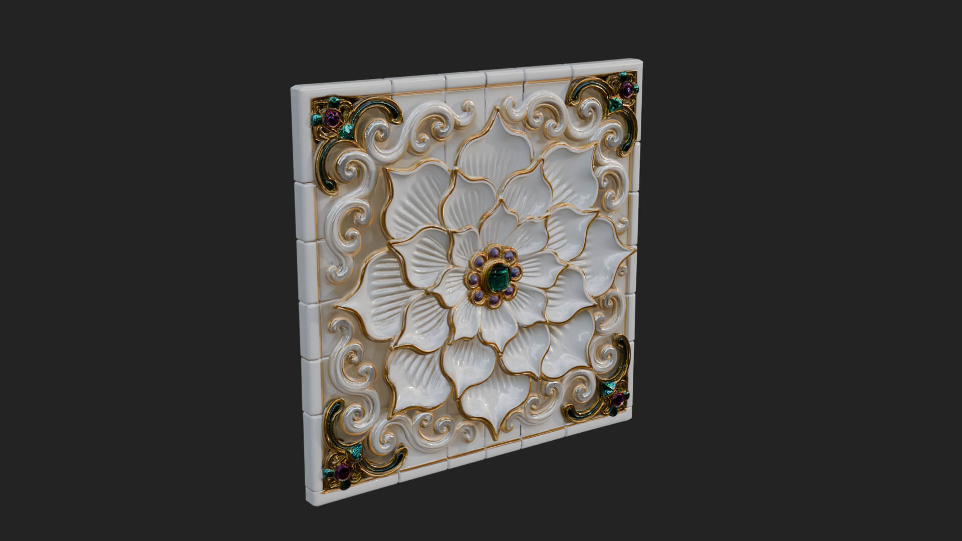 Floral Carved Wall Plaque Design 1 3D Print Model 3D Model