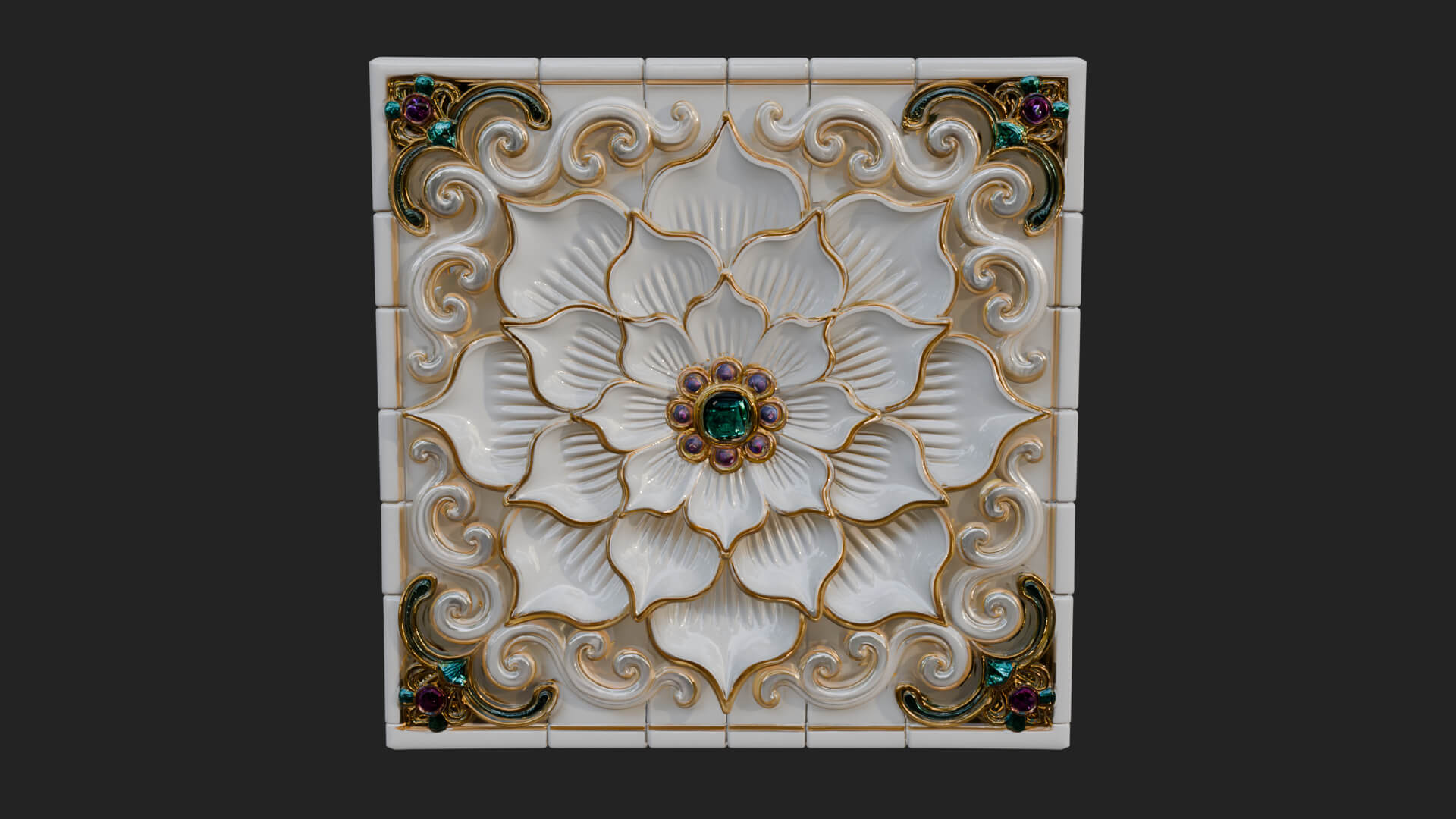 Floral Carved Wall Plaque Design 1 3D Print Model 3D Model