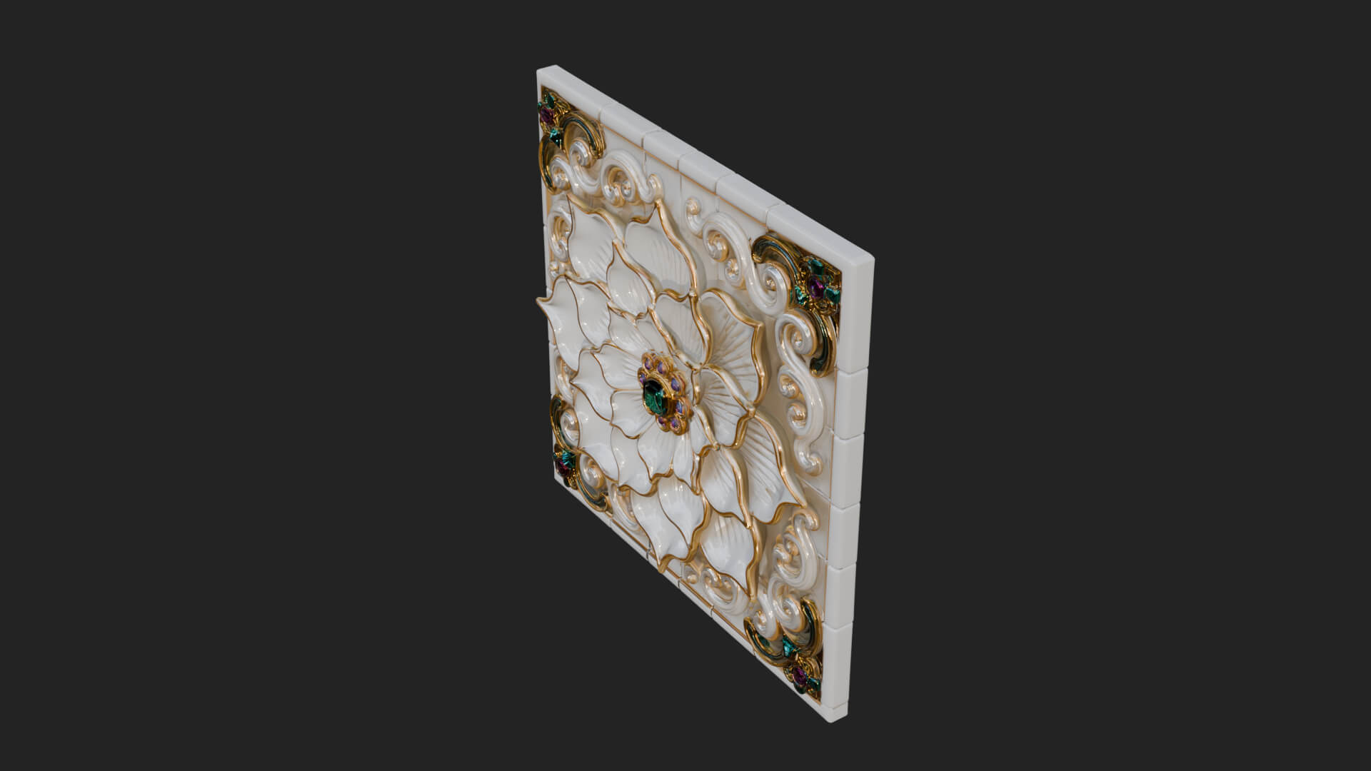 Floral Carved Wall Plaque Design 1 3D Print Model 3D Model