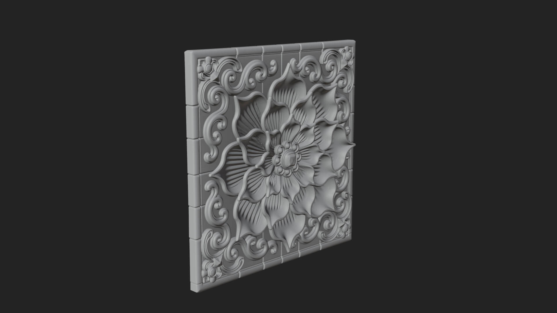 Floral Carved Wall Plaque Design 1 3D Print Model 3D Model