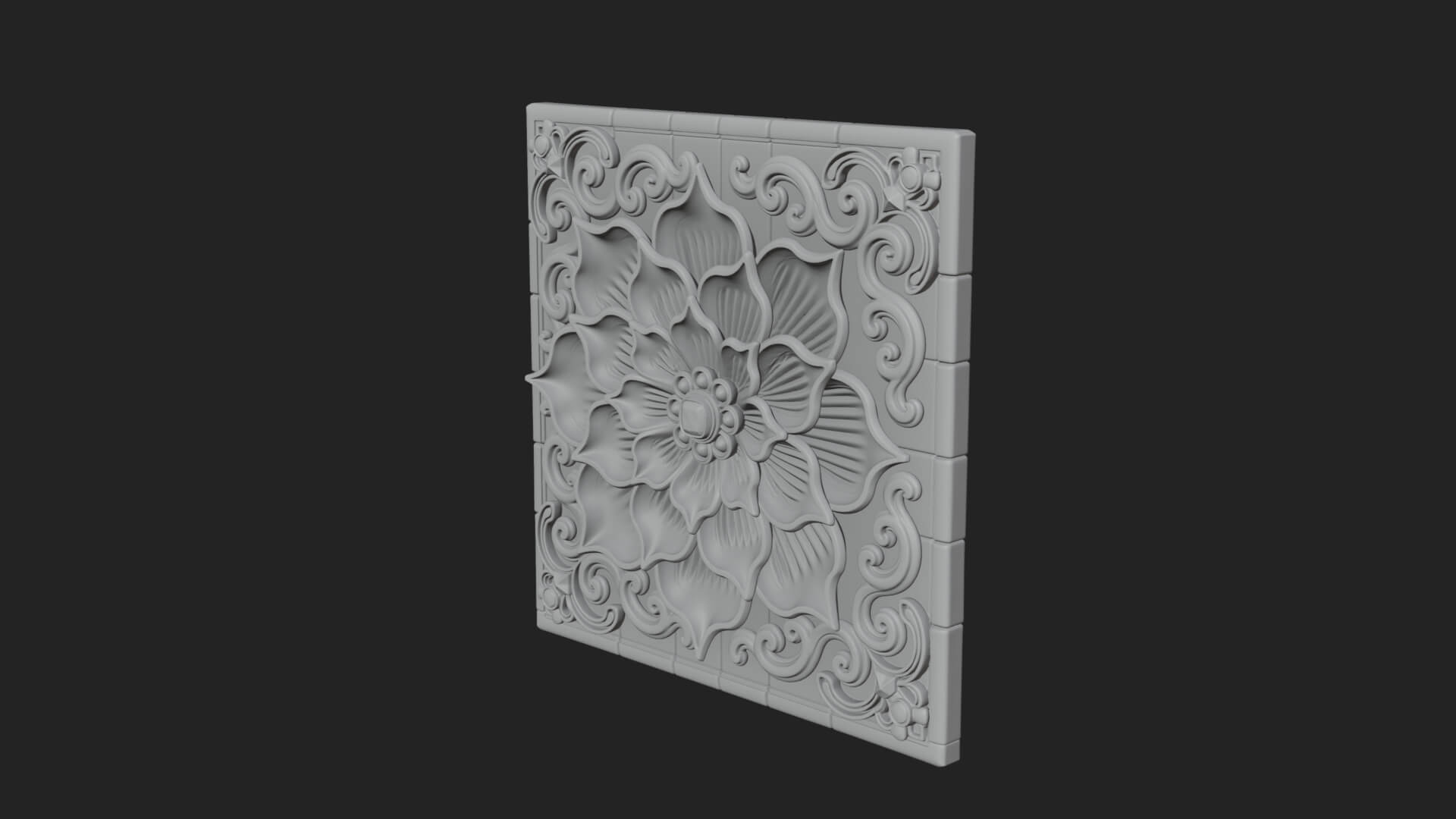 Floral Carved Wall Plaque Design 1 3D Print Model 3D Model