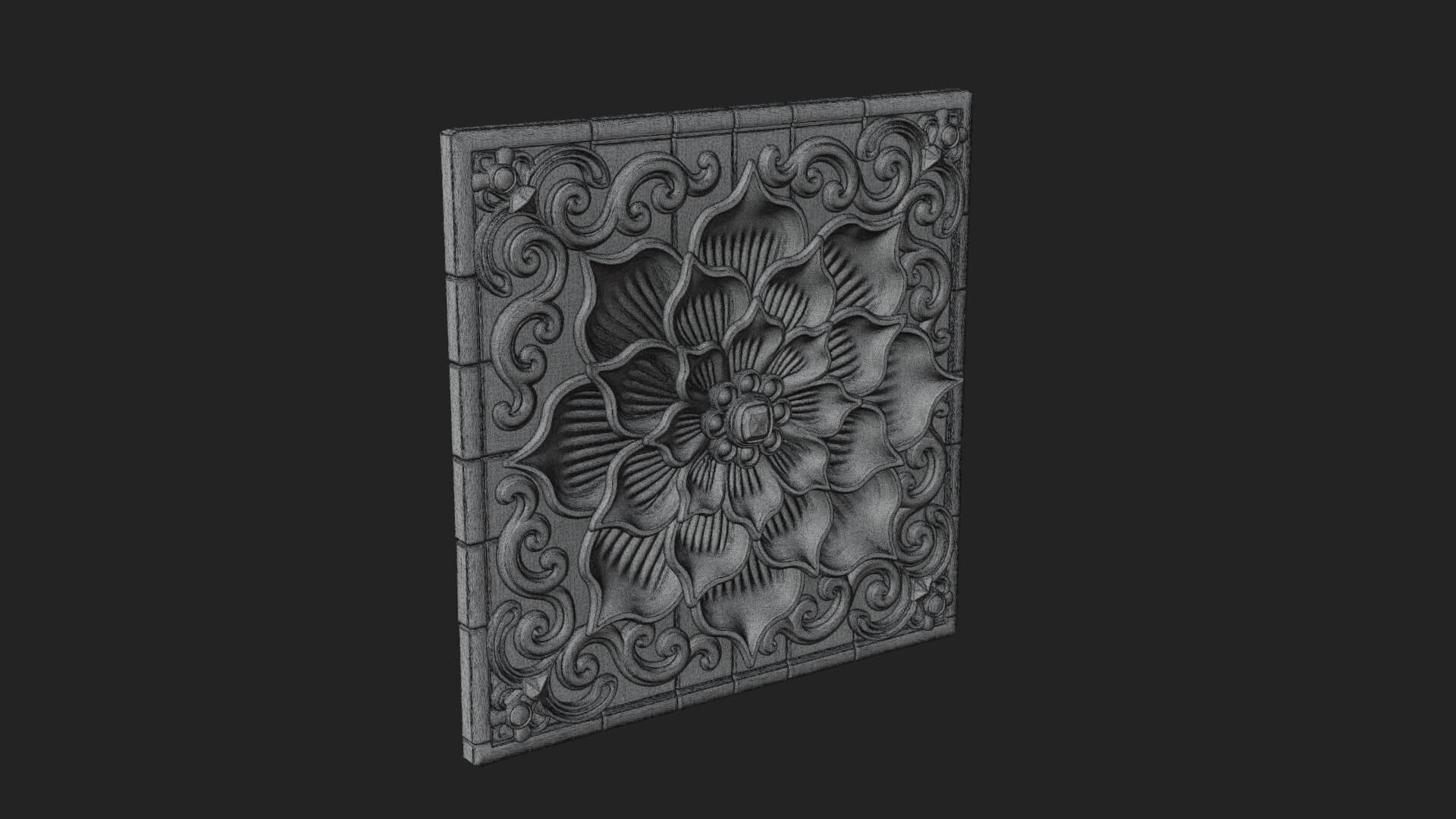 Floral Carved Wall Plaque Design 1 3D Print Model 3D Model