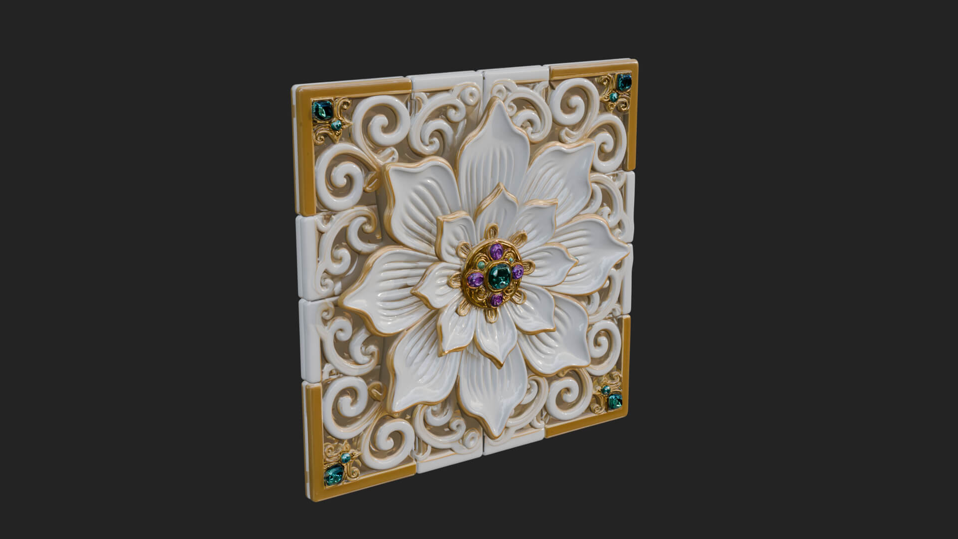 Floral Carved Wall Plaque Design 2 3D Print Model 3D Model