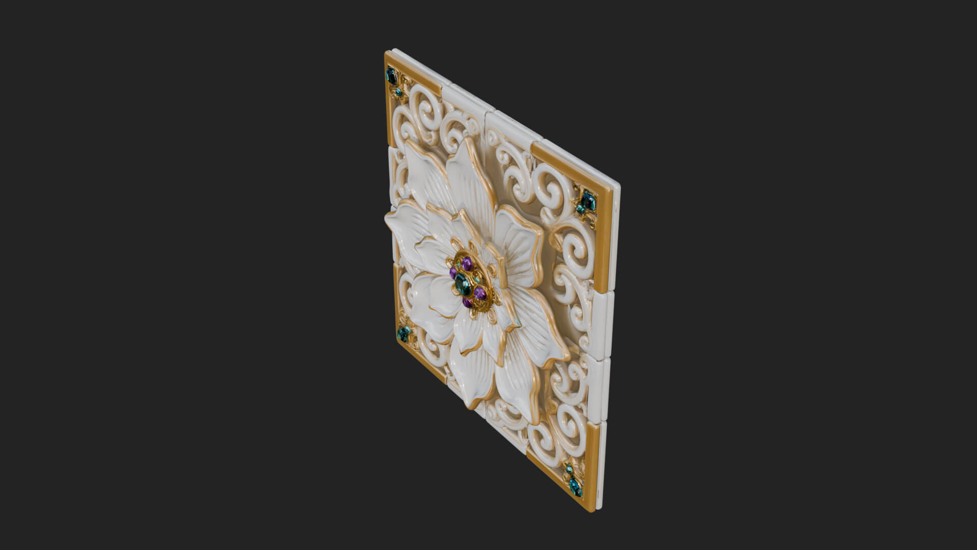 Floral Carved Wall Plaque Design 2 3D Print Model 3D Model