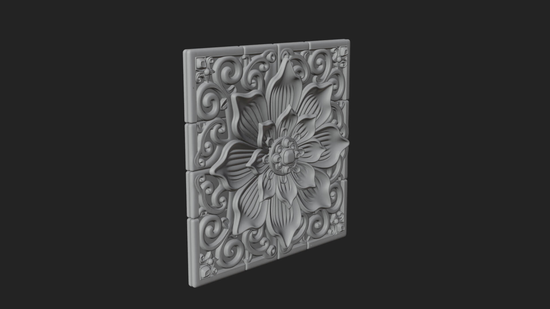 Floral Carved Wall Plaque Design 2 3D Print Model 3D Model