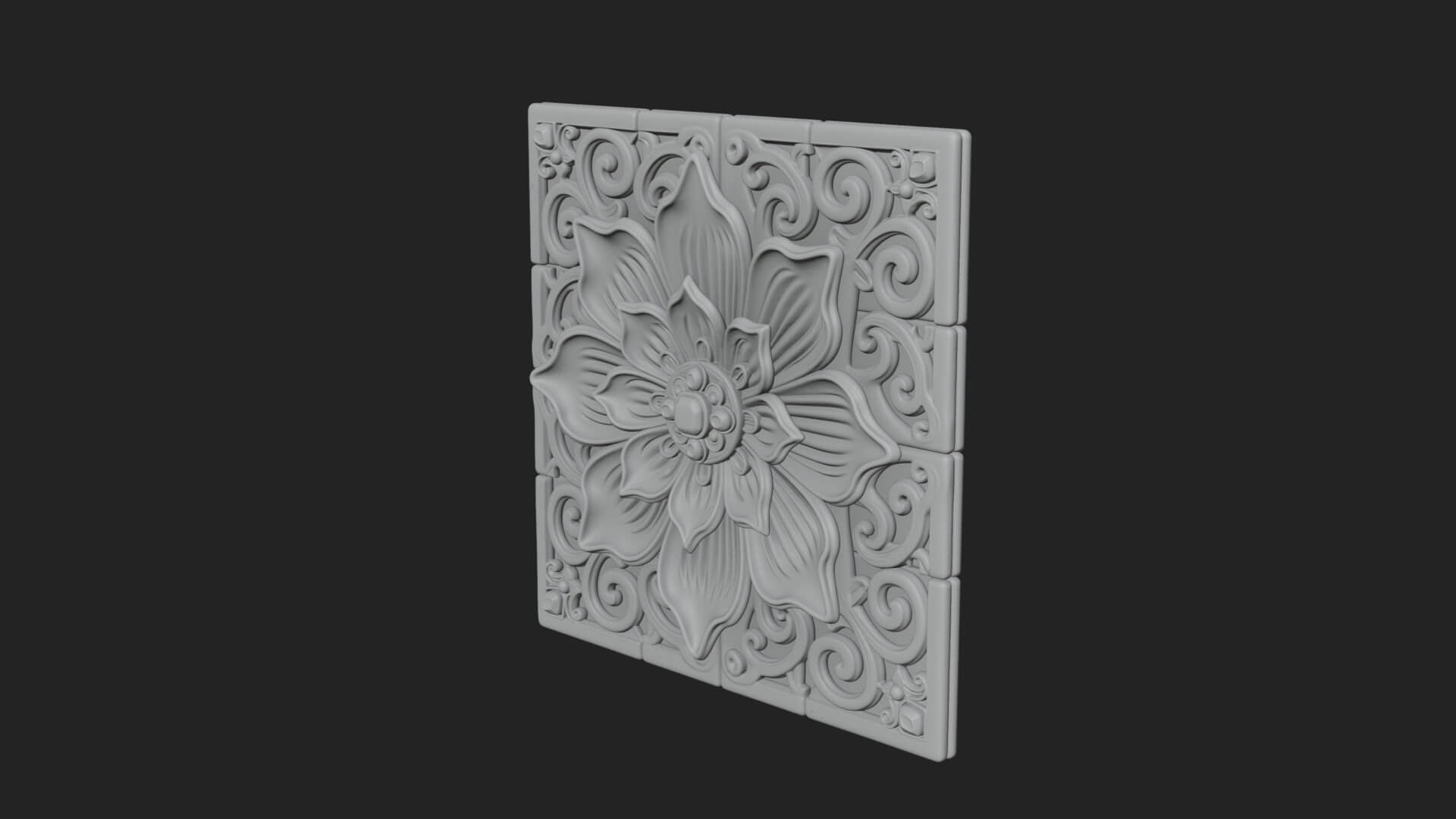 Floral Carved Wall Plaque Design 2 3D Print Model 3D Model