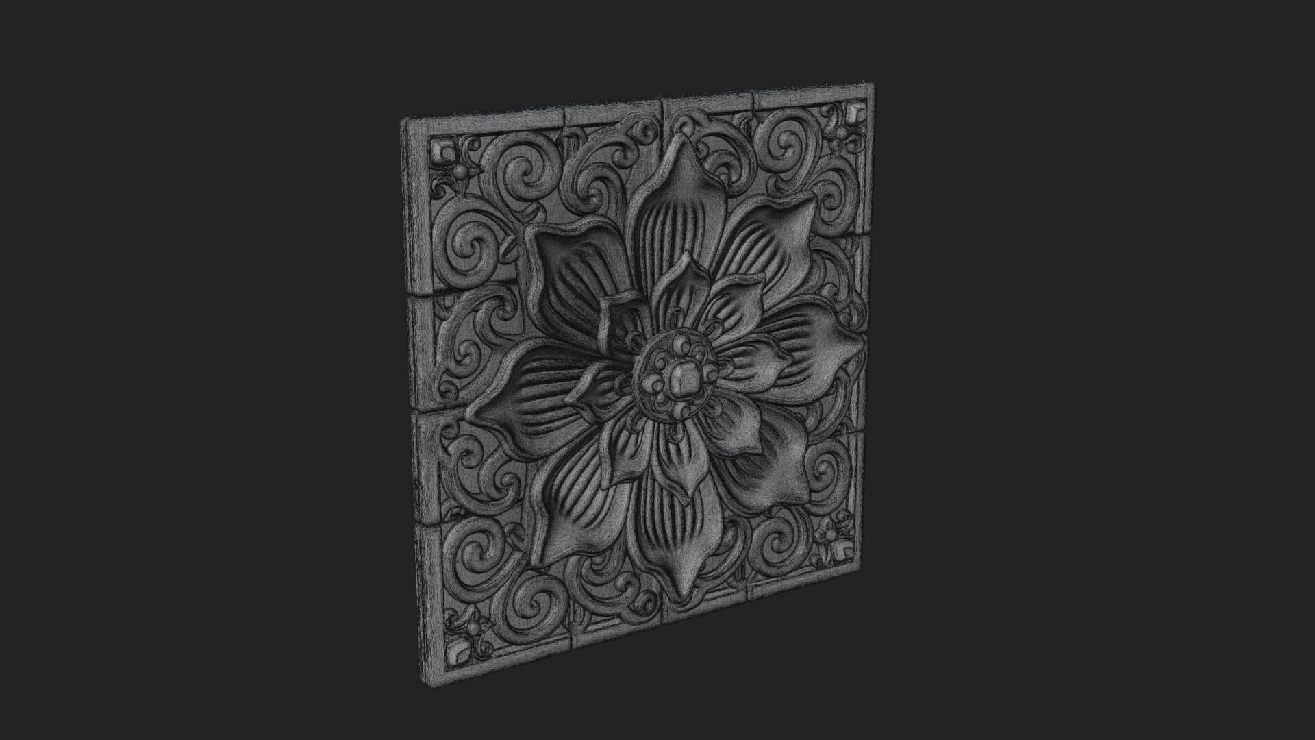 Floral Carved Wall Plaque Design 2 3D Print Model 3D Model