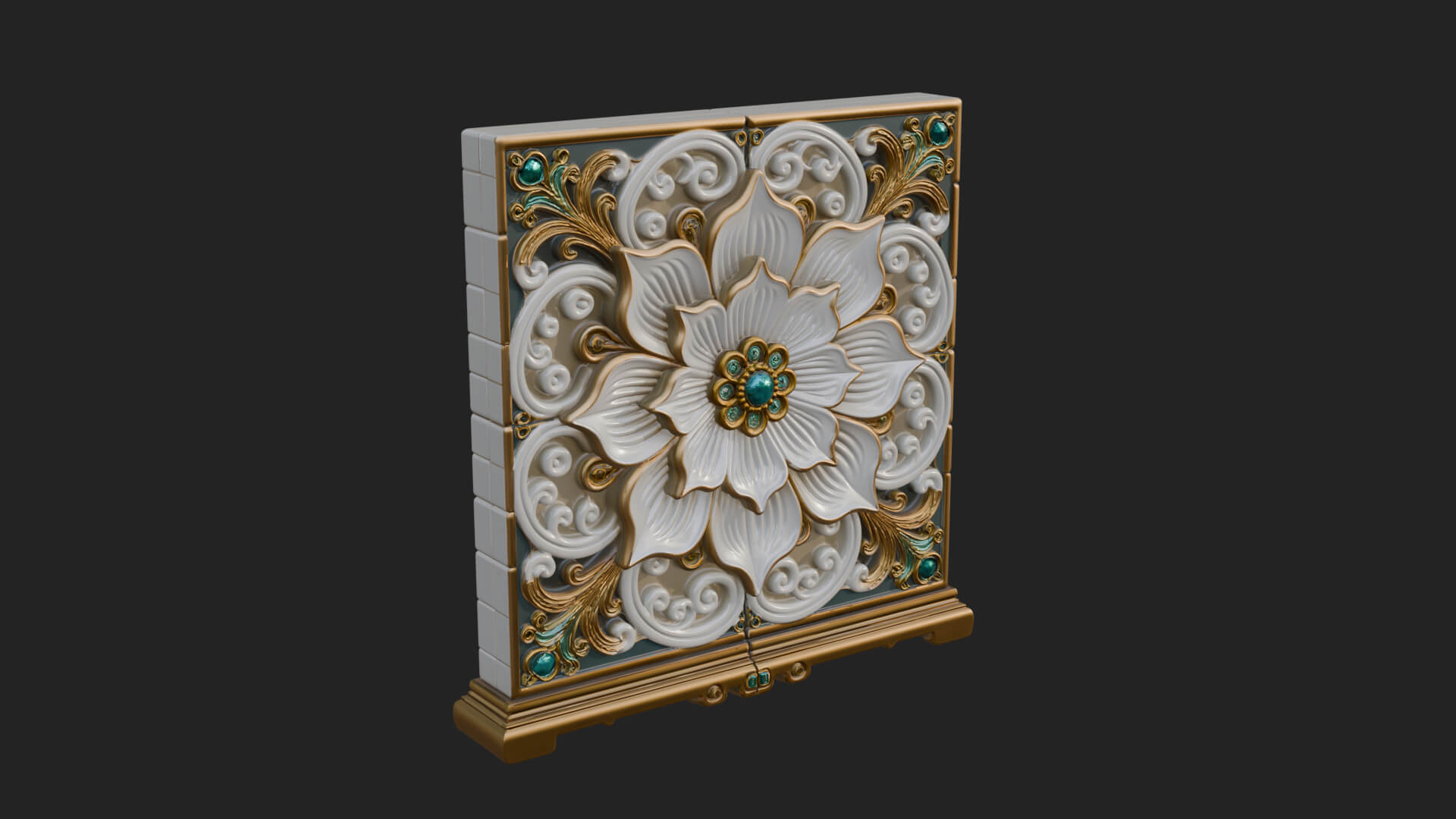 Floral Carved Wall Plaque Design 3 3D Print Model 3D Model