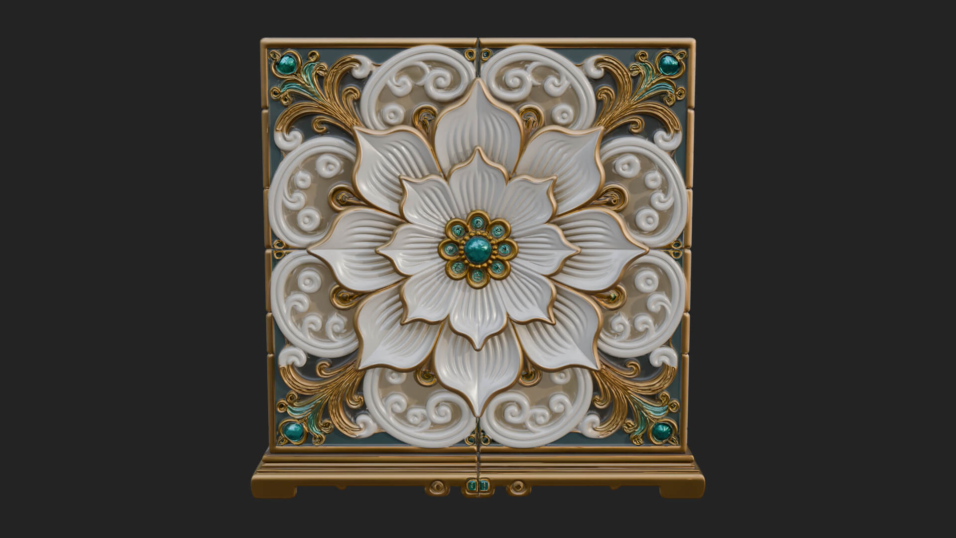 Floral Carved Wall Plaque Design 3 3D Print Model 3D Model
