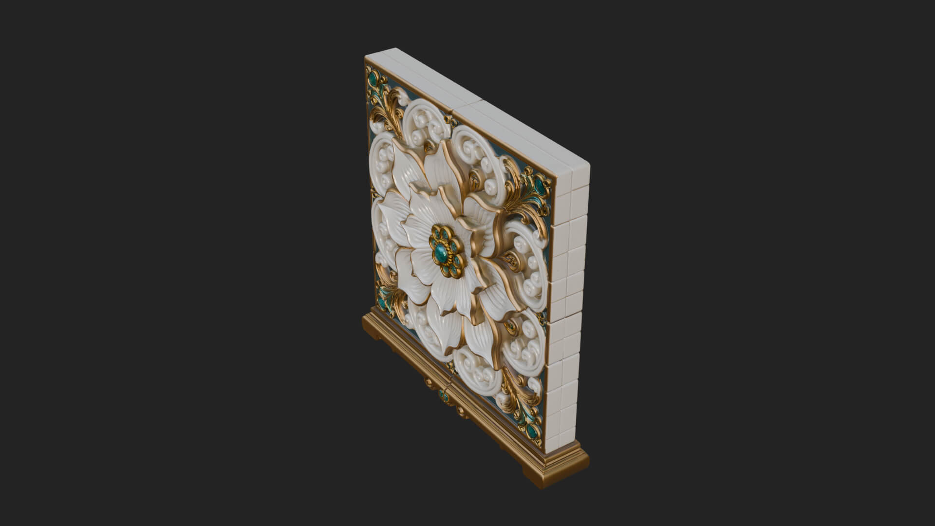 Floral Carved Wall Plaque Design 3 3D Print Model 3D Model
