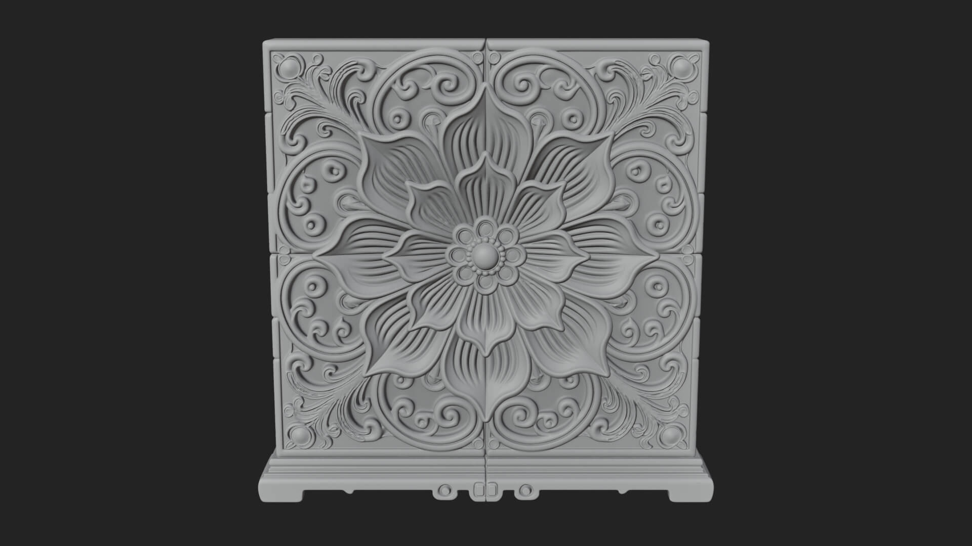 Floral Carved Wall Plaque Design 3 3D Print Model 3D Model