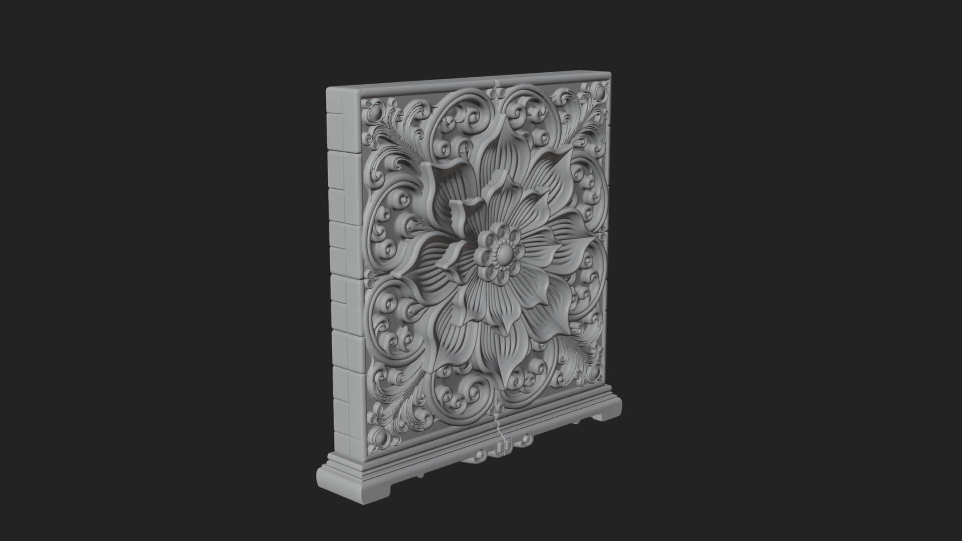 Floral Carved Wall Plaque Design 3 3D Print Model 3D Model