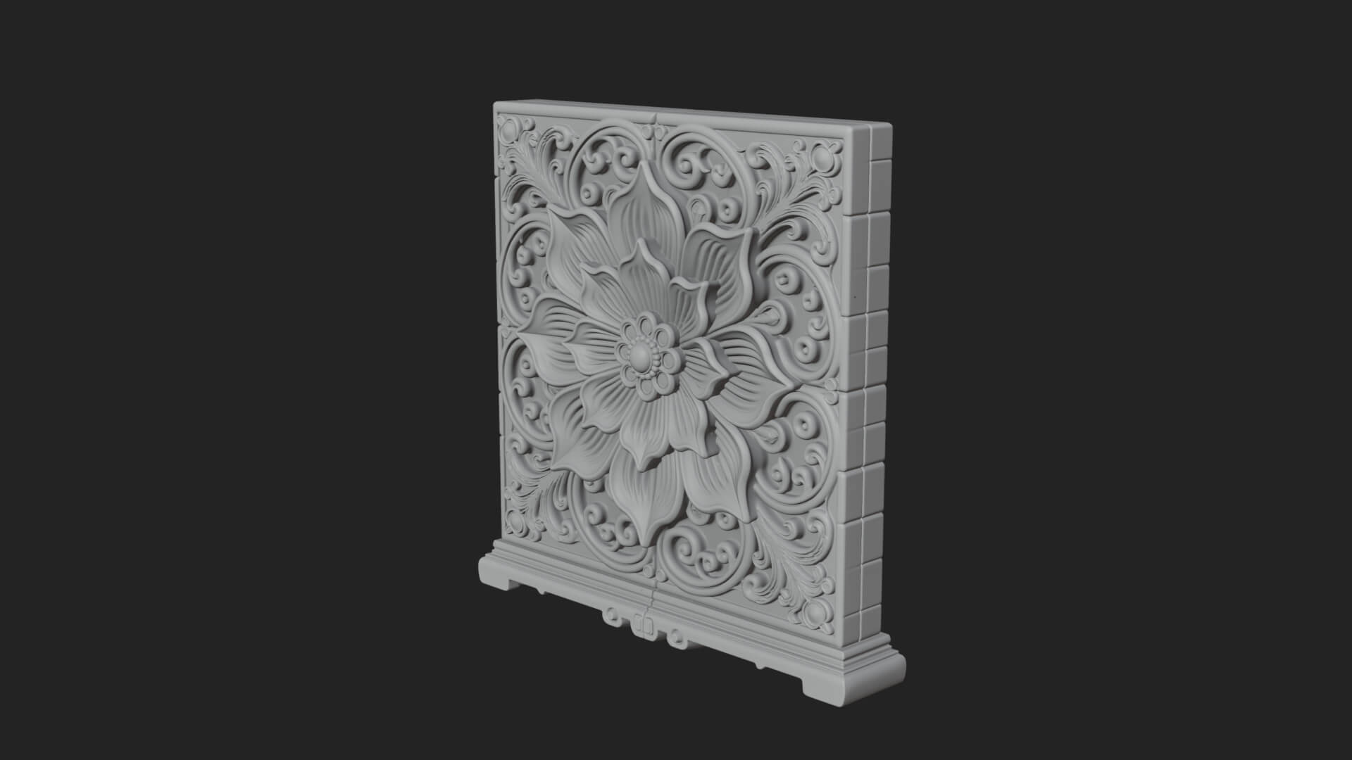 Floral Carved Wall Plaque Design 3 3D Print Model 3D Model