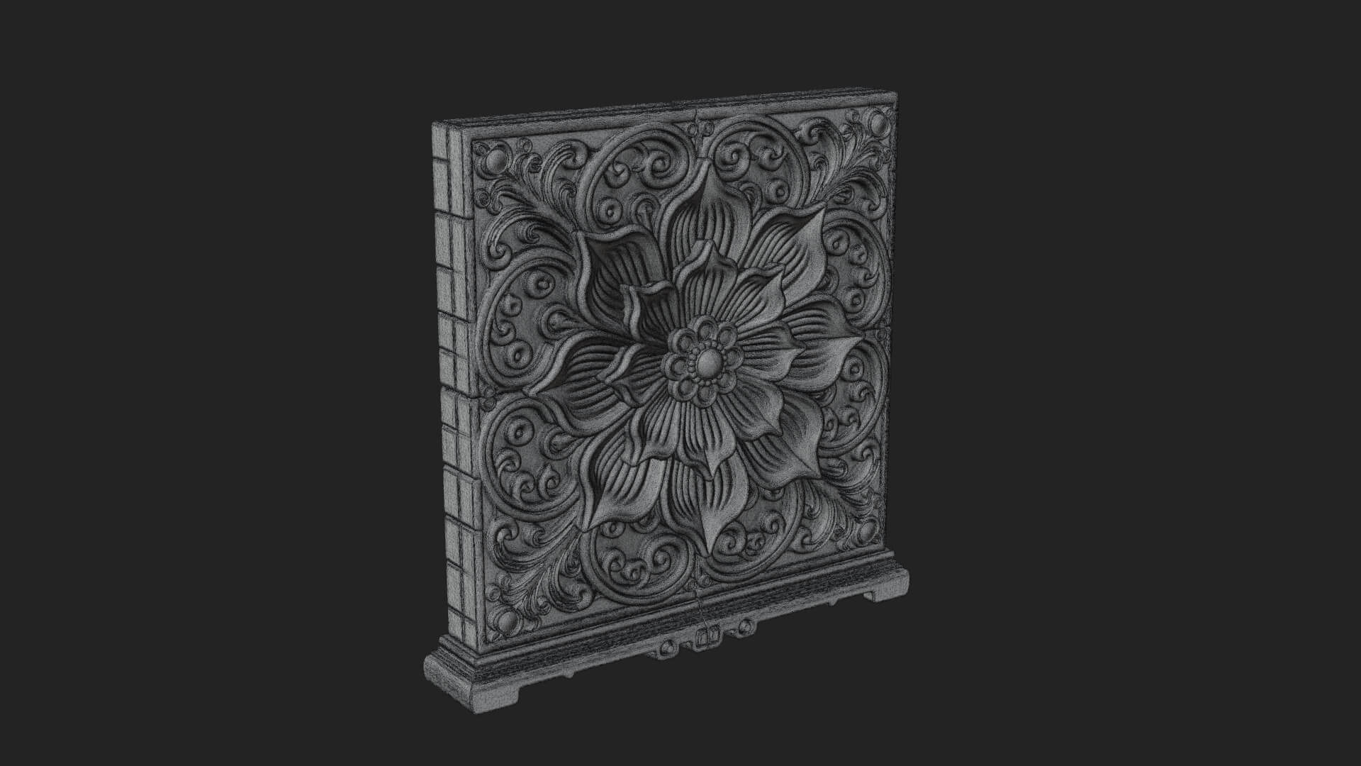 Floral Carved Wall Plaque Design 3 3D Print Model 3D Model