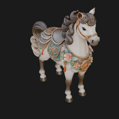 Floral Chibi Horse Statue Design 2 3D Print Model