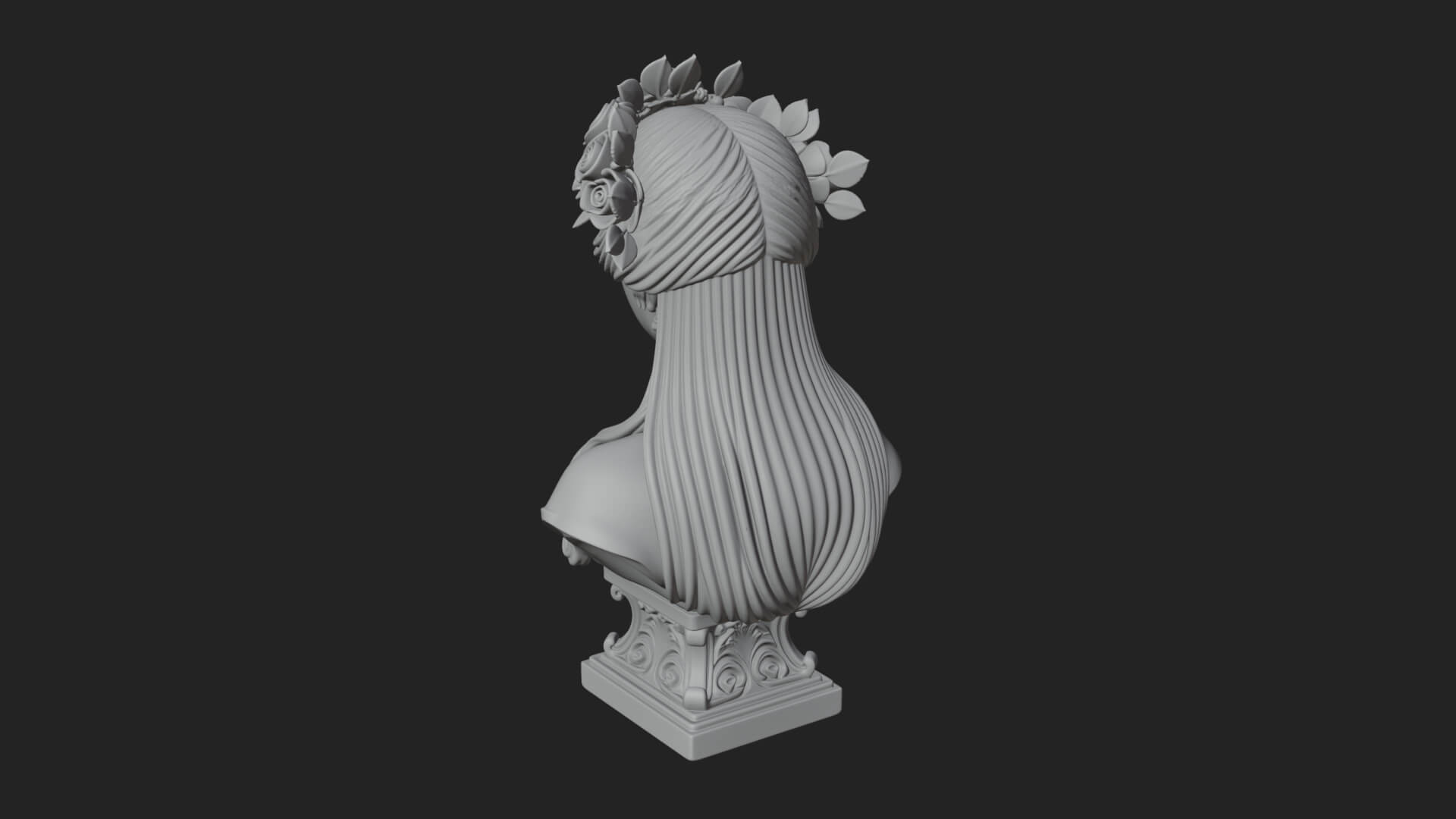 Flower Crown Woman Bust Statue Design 1 3D Print Model 3D Model