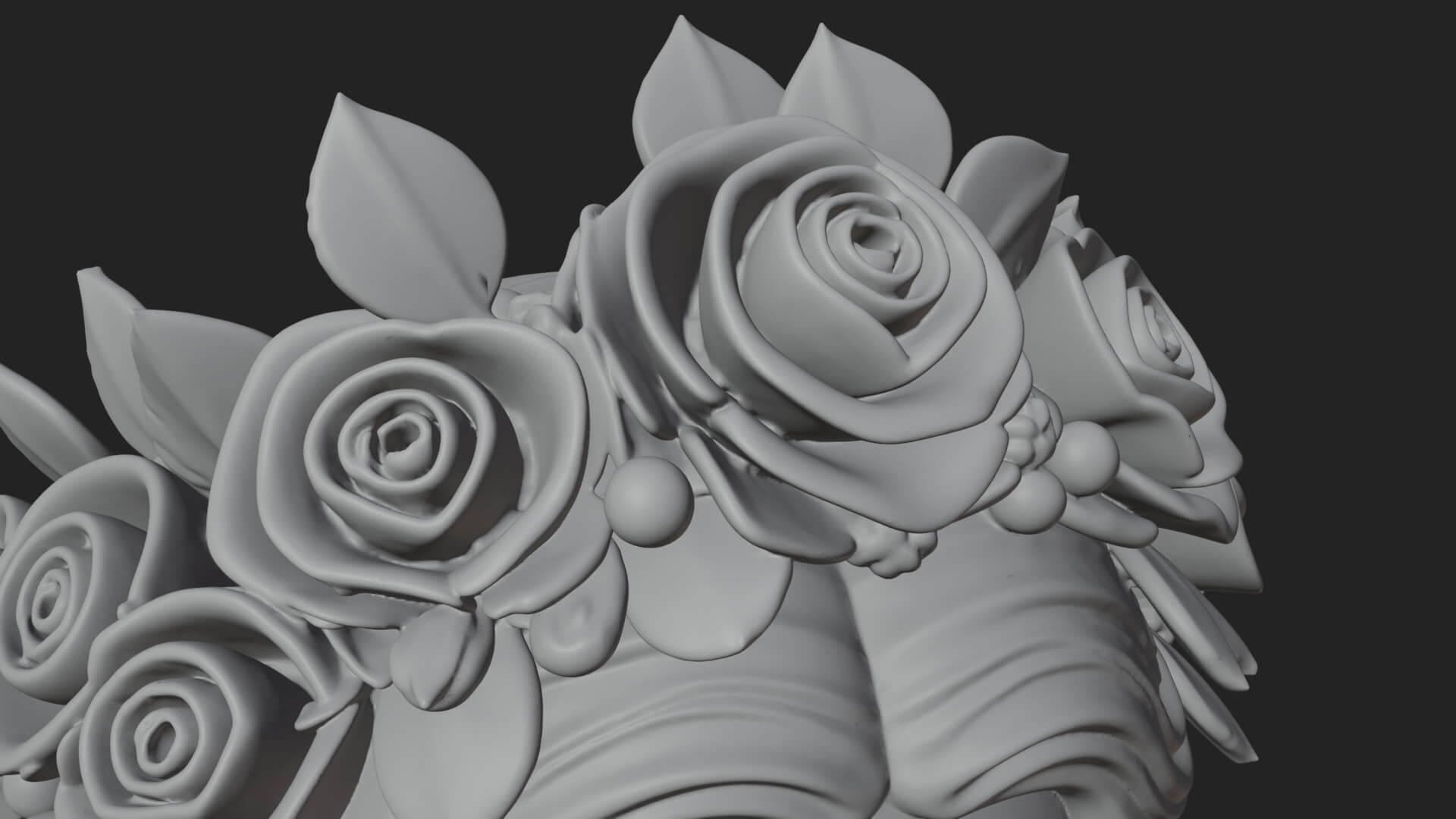 Flower Crown Woman Bust Statue Design 1 3D Print Model 3D Model