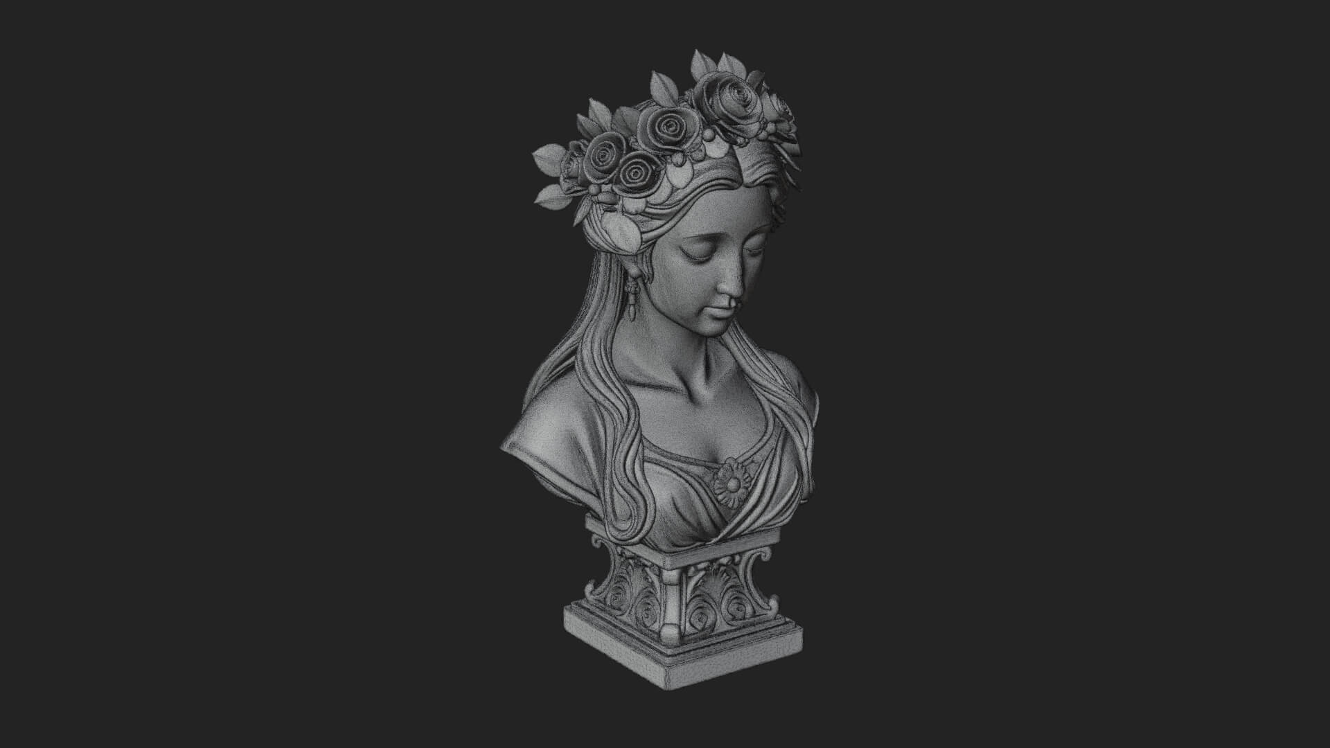 Flower Crown Woman Bust Statue Design 1 3D Print Model 3D Model
