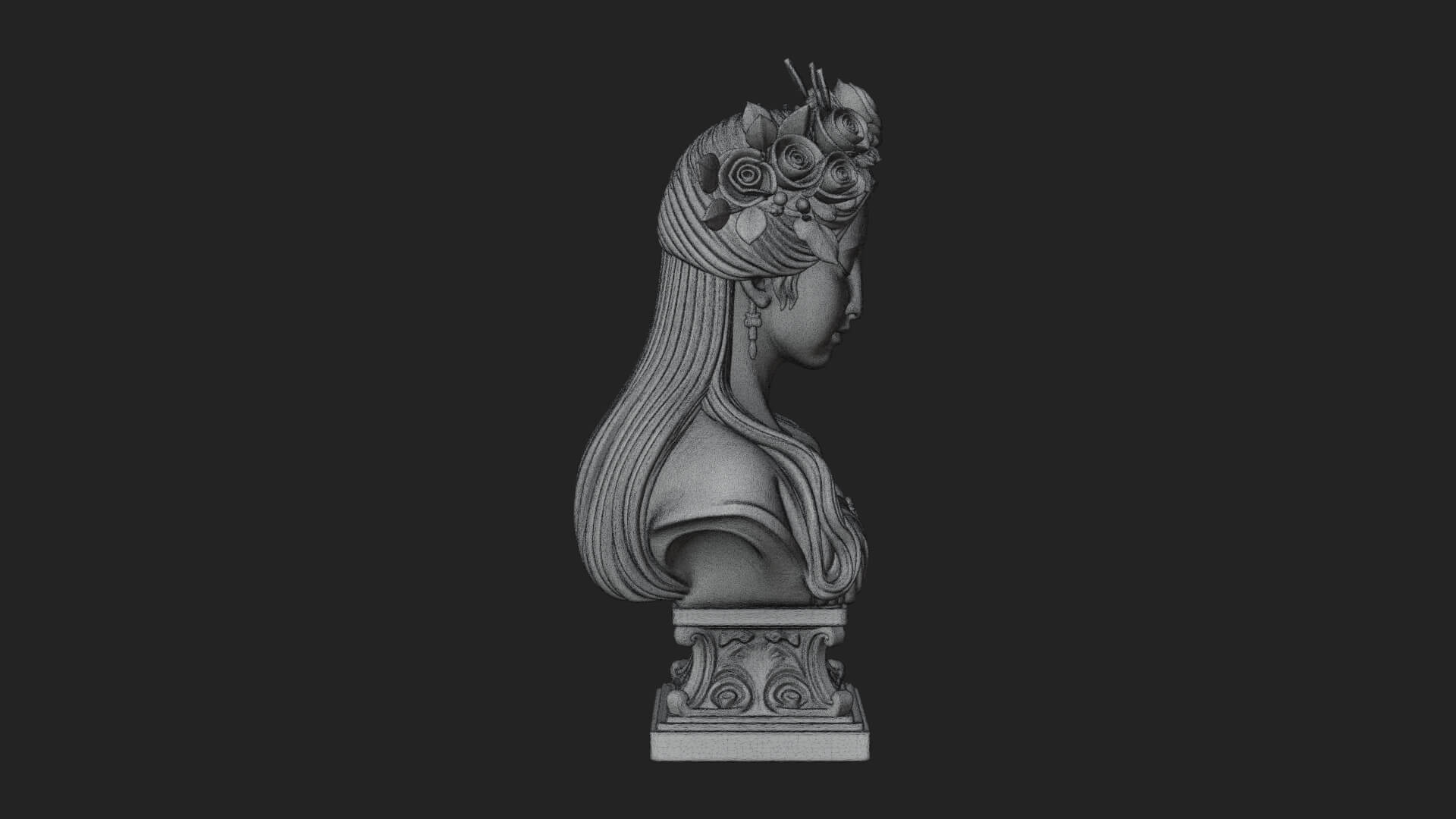 Flower Crown Woman Bust Statue Design 1 3D Print Model 3D Model