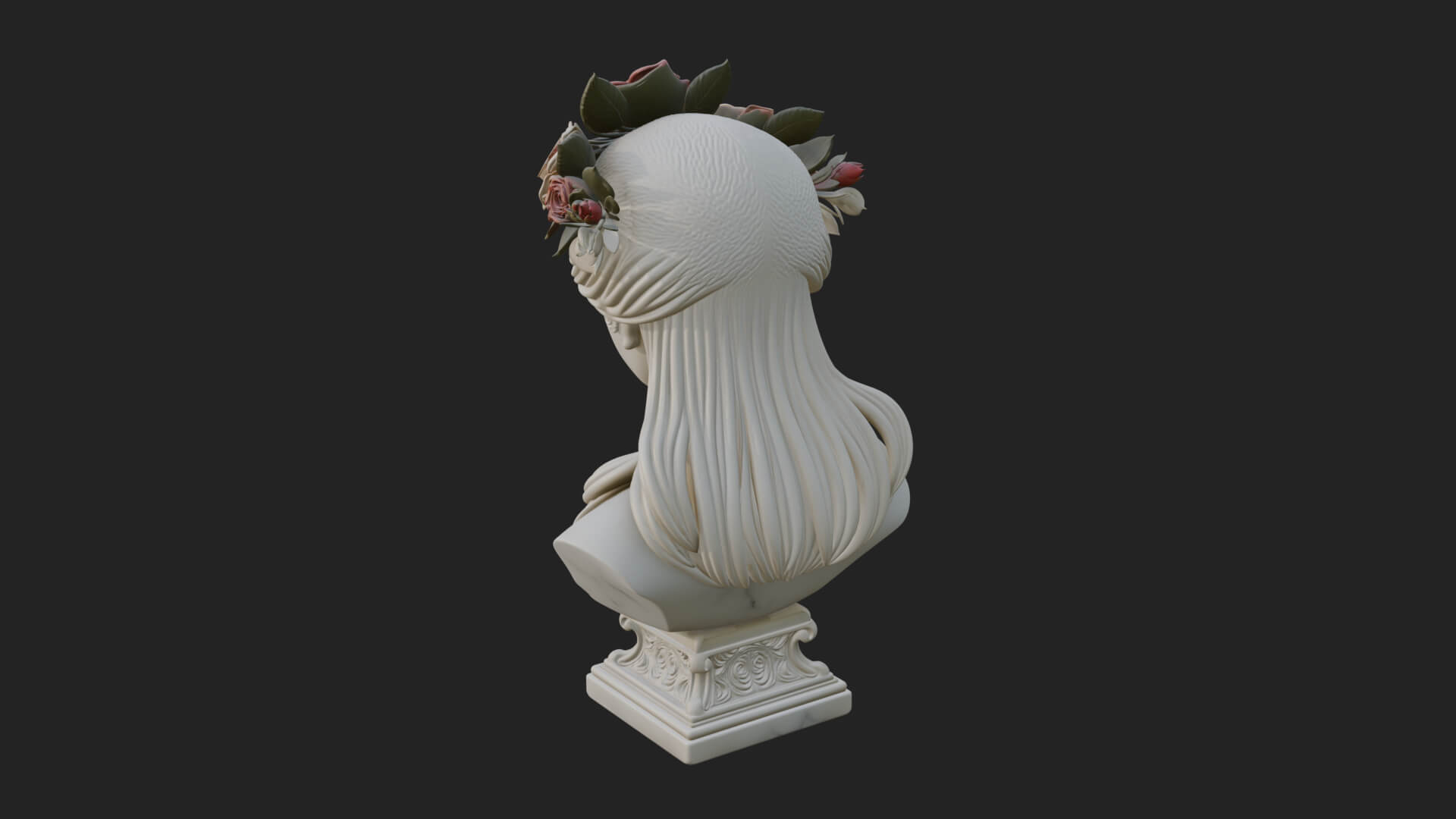 Flower Crown Woman Bust Statue Design 2 3D Print Model 3D Model