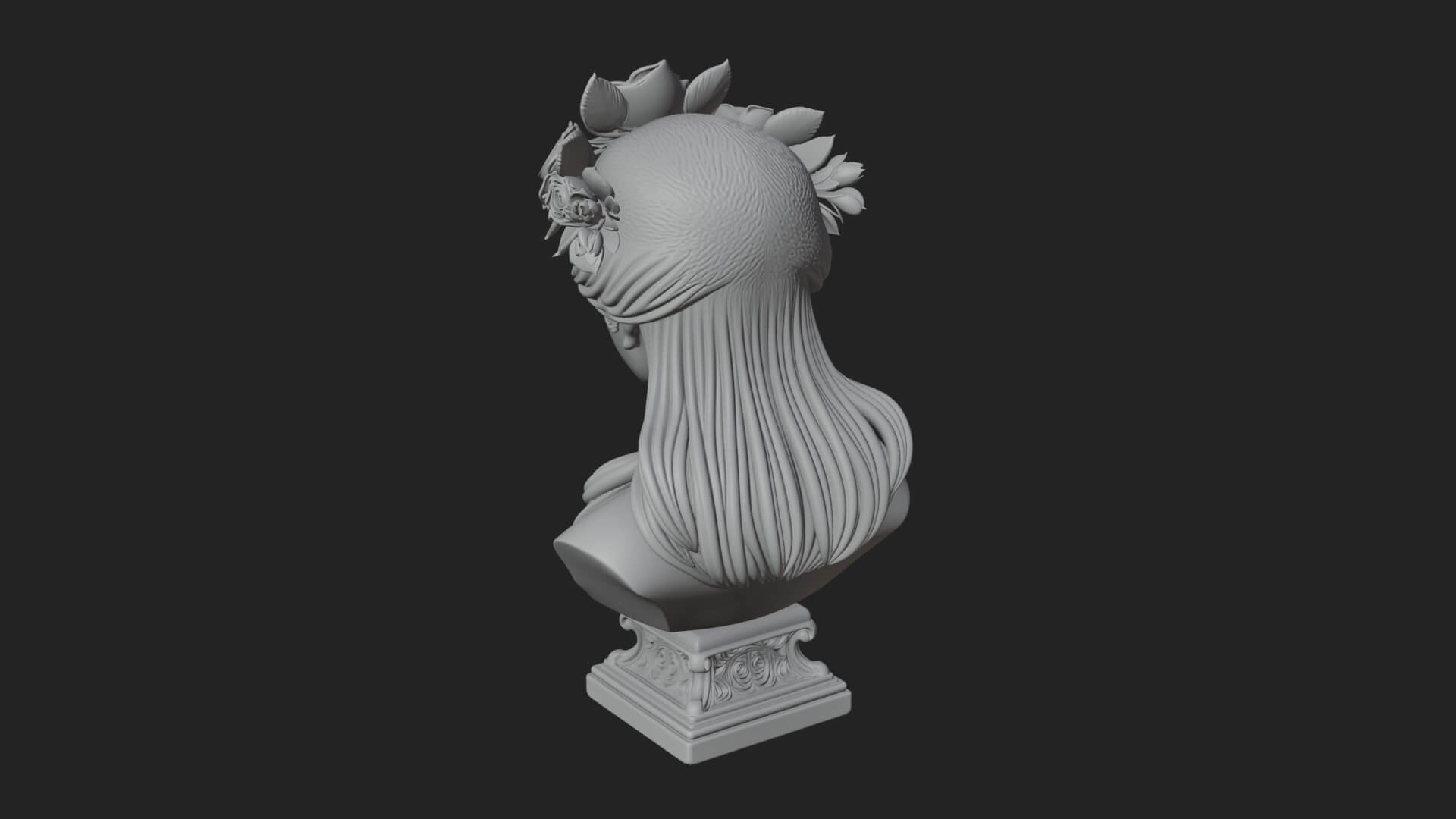 Flower Crown Woman Bust Statue Design 2 3D Print Model 3D Model