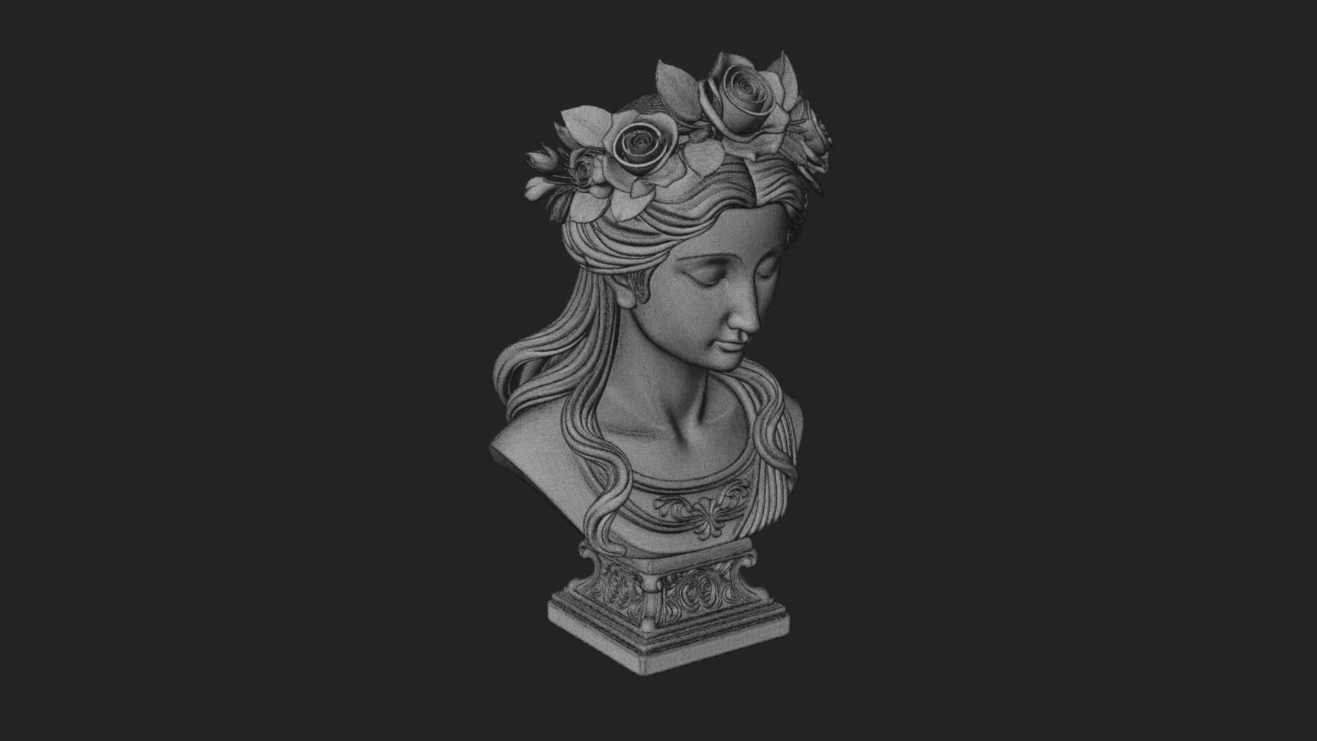 Flower Crown Woman Bust Statue Design 2 3D Print Model 3D Model