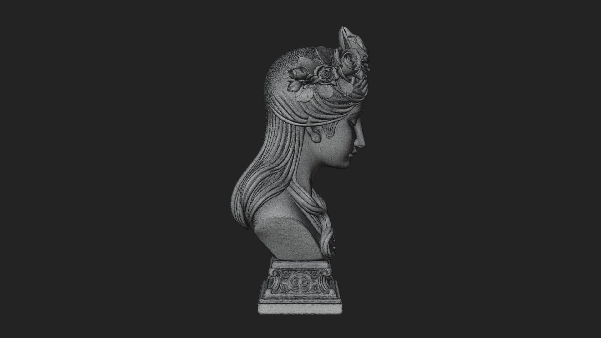 Flower Crown Woman Bust Statue Design 2 3D Print Model 3D Model