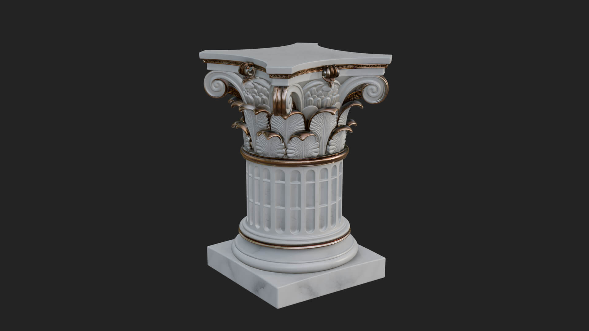 Fluted Classical Column Design 4 3D Print Model 3D Model