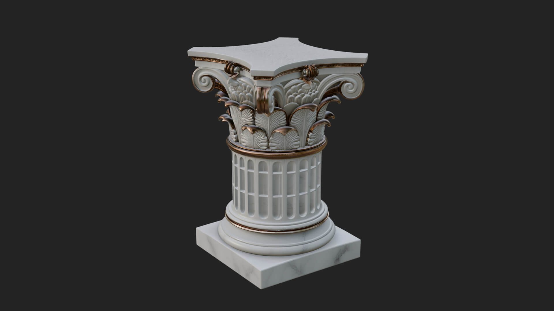 Fluted Classical Column Design 4 3D Print Model 3D Model
