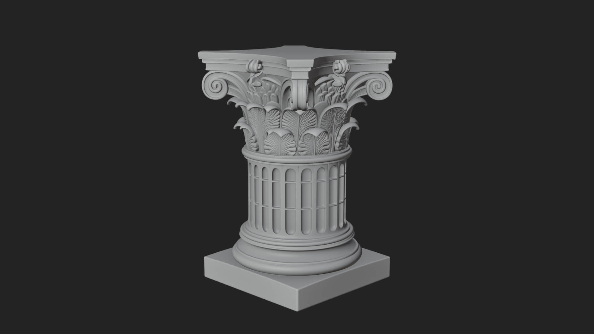 Fluted Classical Column Design 4 3D Print Model 3D Model