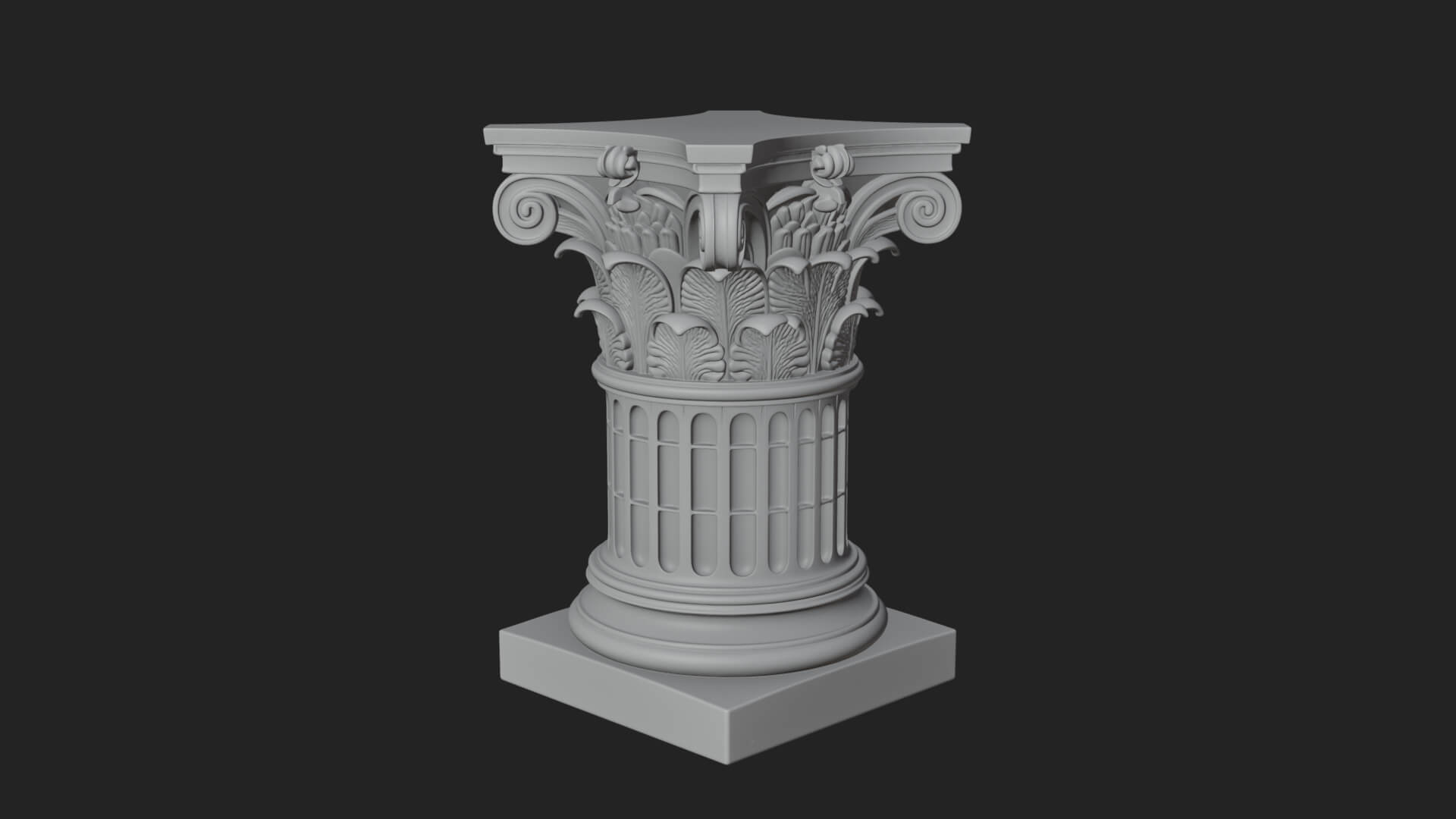 Fluted Classical Column Design 4 3D Print Model 3D Model