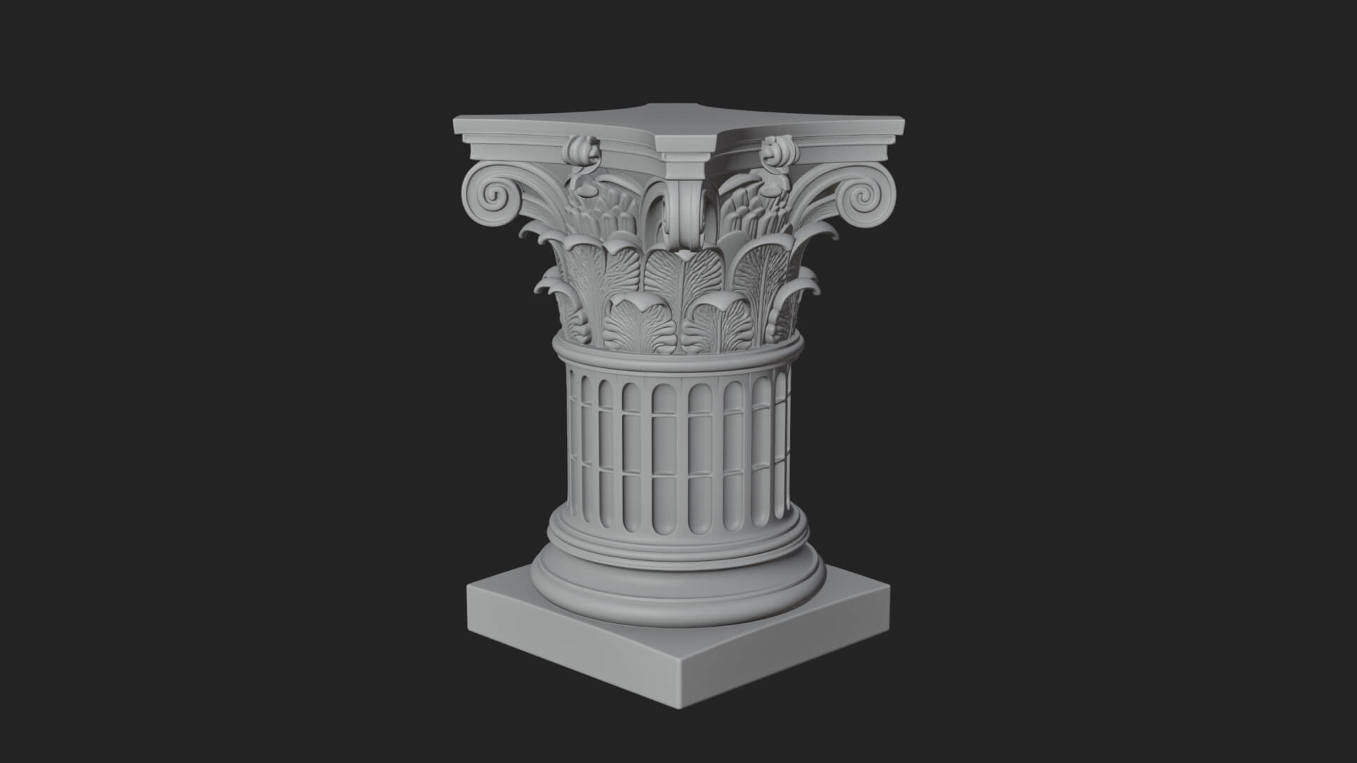 Fluted Classical Column Design 4 3D Print Model 3D Model