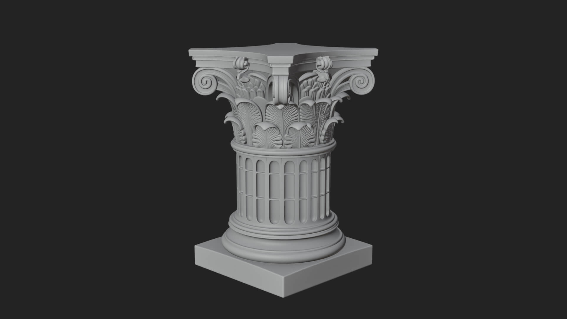 Fluted Classical Column Design 4 3D Print Model 3D Model