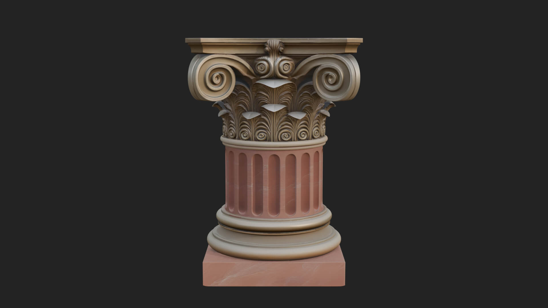 Fluted Classical Column Design 9 3D Print Model 3D Model