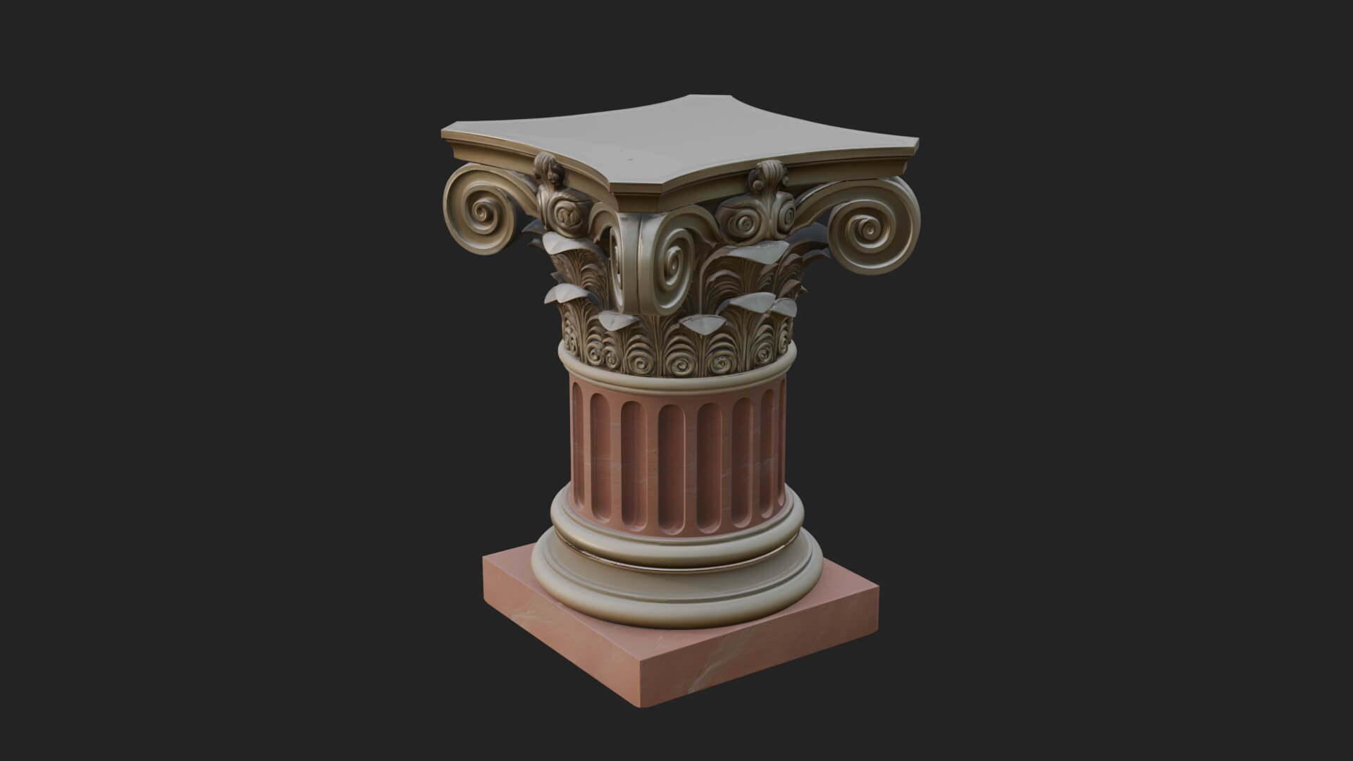 Fluted Classical Column Design 9 3D Print Model 3D Model