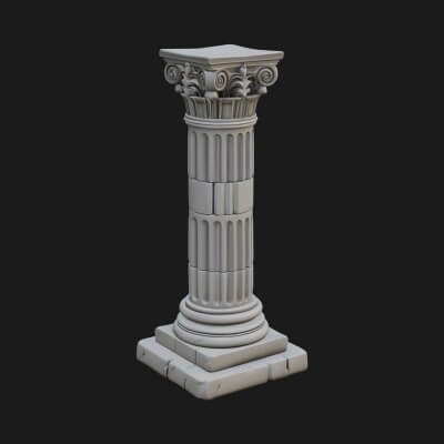 Fluted Stone Column Design 12 3D Print Model
