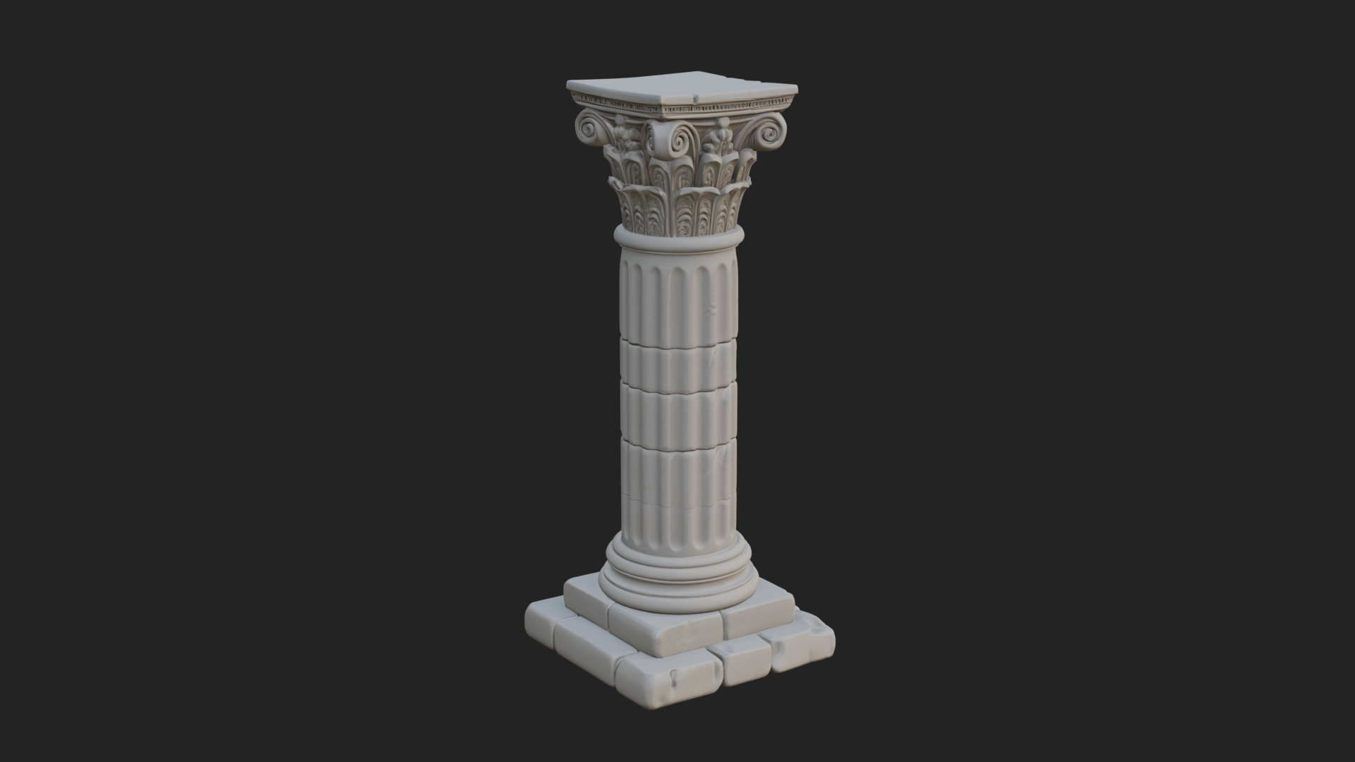 Fluted Stone Column Design 18 3D Print Model 3D Model