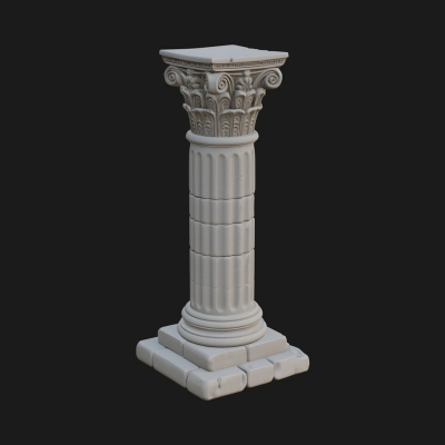 Fluted Stone Column Design 18 3D Print Model