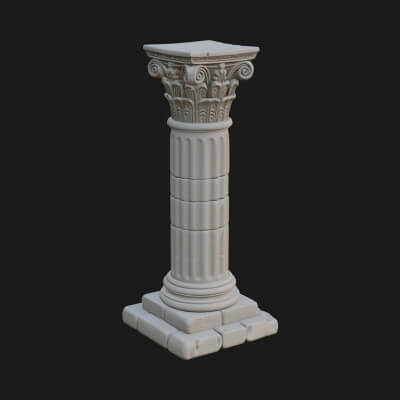 Fluted Stone Column Design 18 3D Print Model