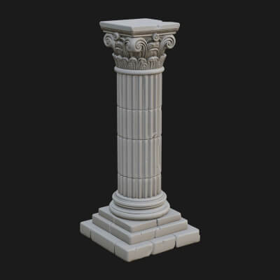 Fluted Stone Column Design 3 3D Print Model