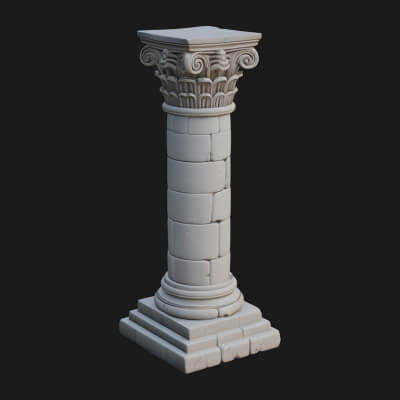 Fluted Stone Column Design 6 3D Print Model