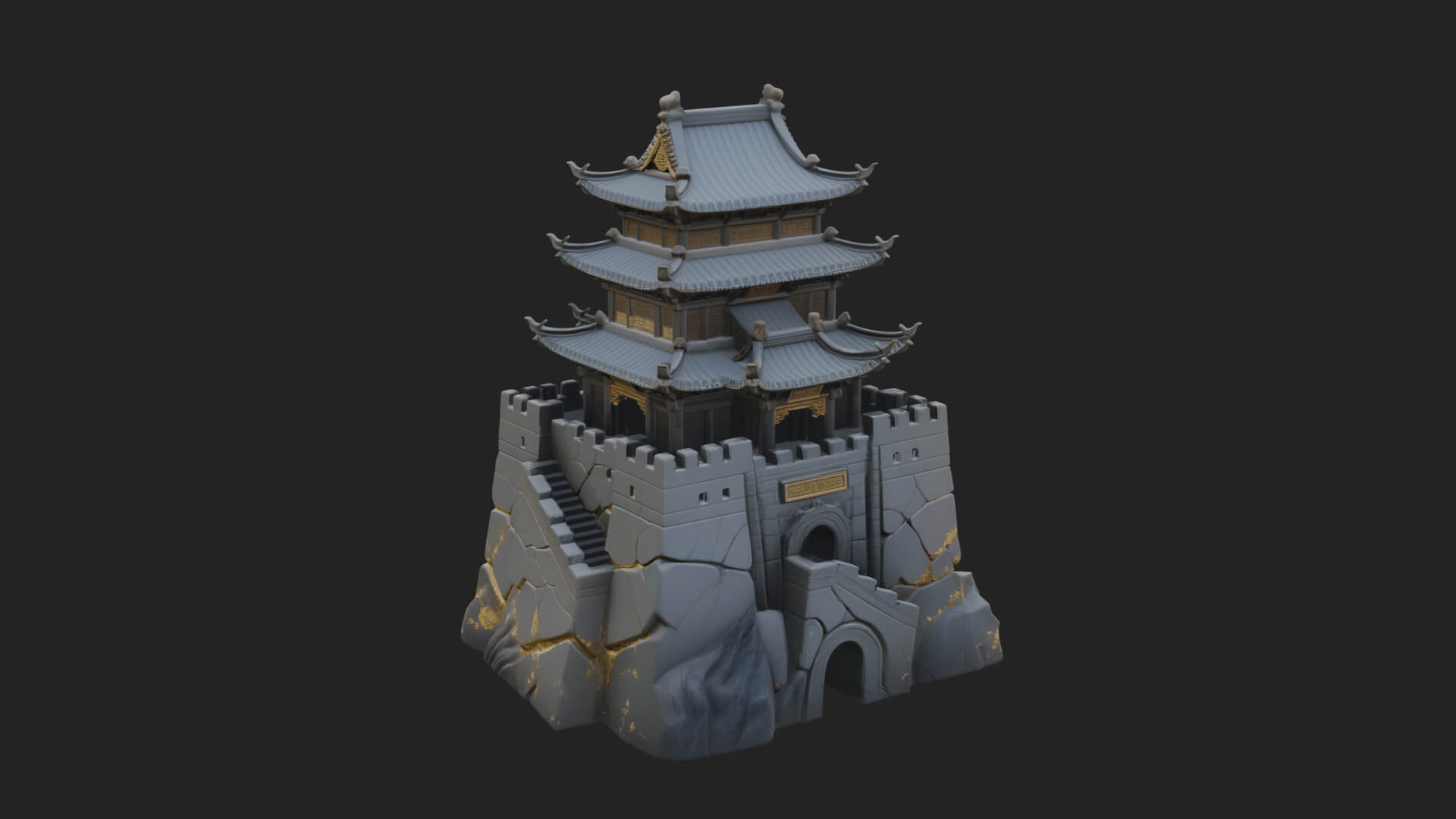 Fortified Pagoda Tower Design 1 3D Print Model 3D Model